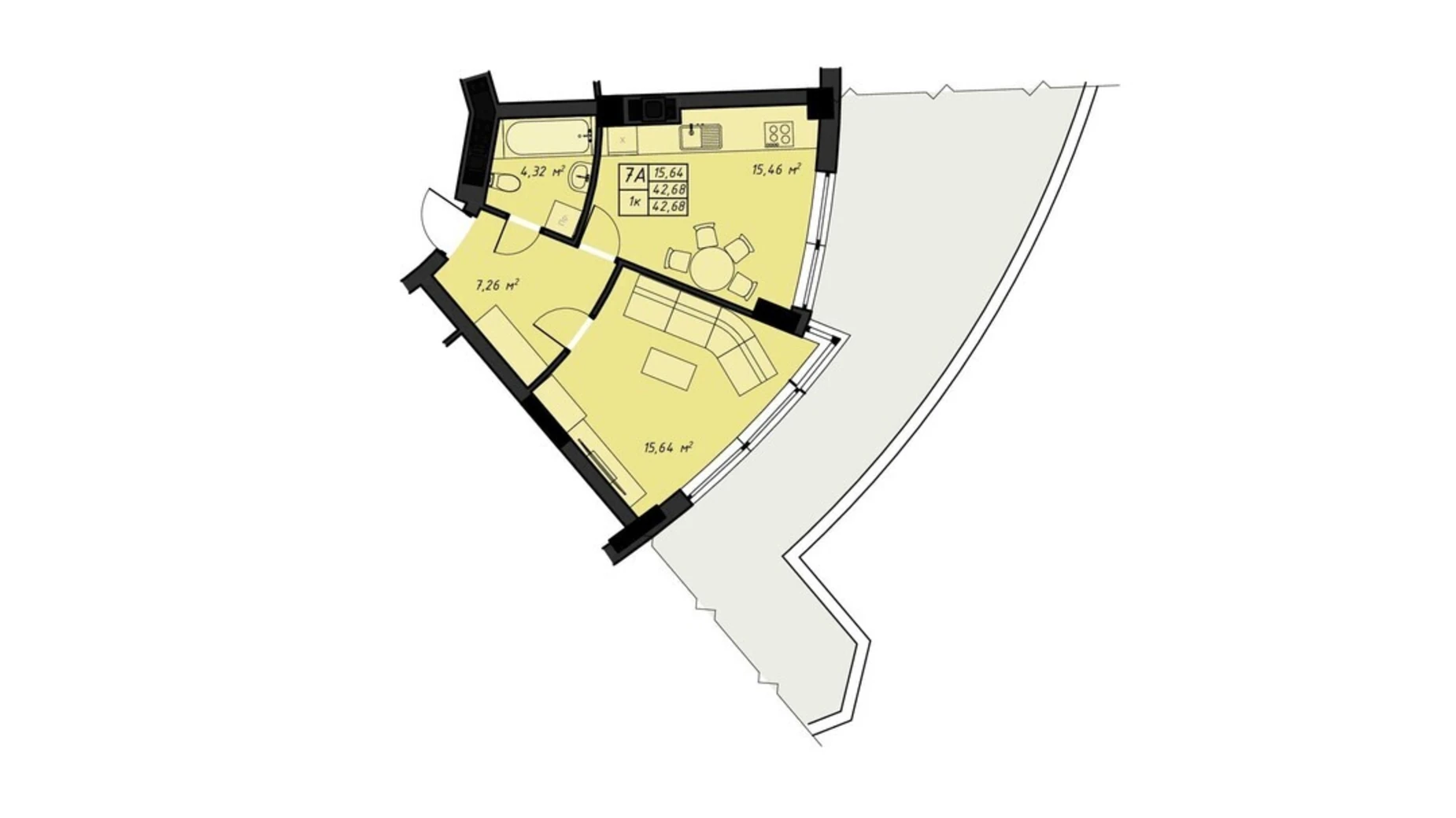 Продается 1-комнатная квартира 42.68 кв. м в Ровно, ул. Галицкого Данилы, 16 - фото 2