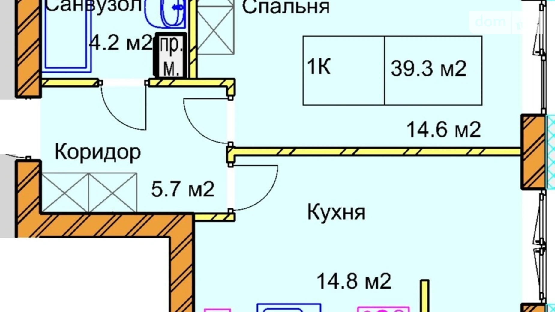 Продається 1-кімнатна квартира 38.6 кв. м у Рівному, вул. Чорновола В'ячеслава, 94Г-94Е - фото 2