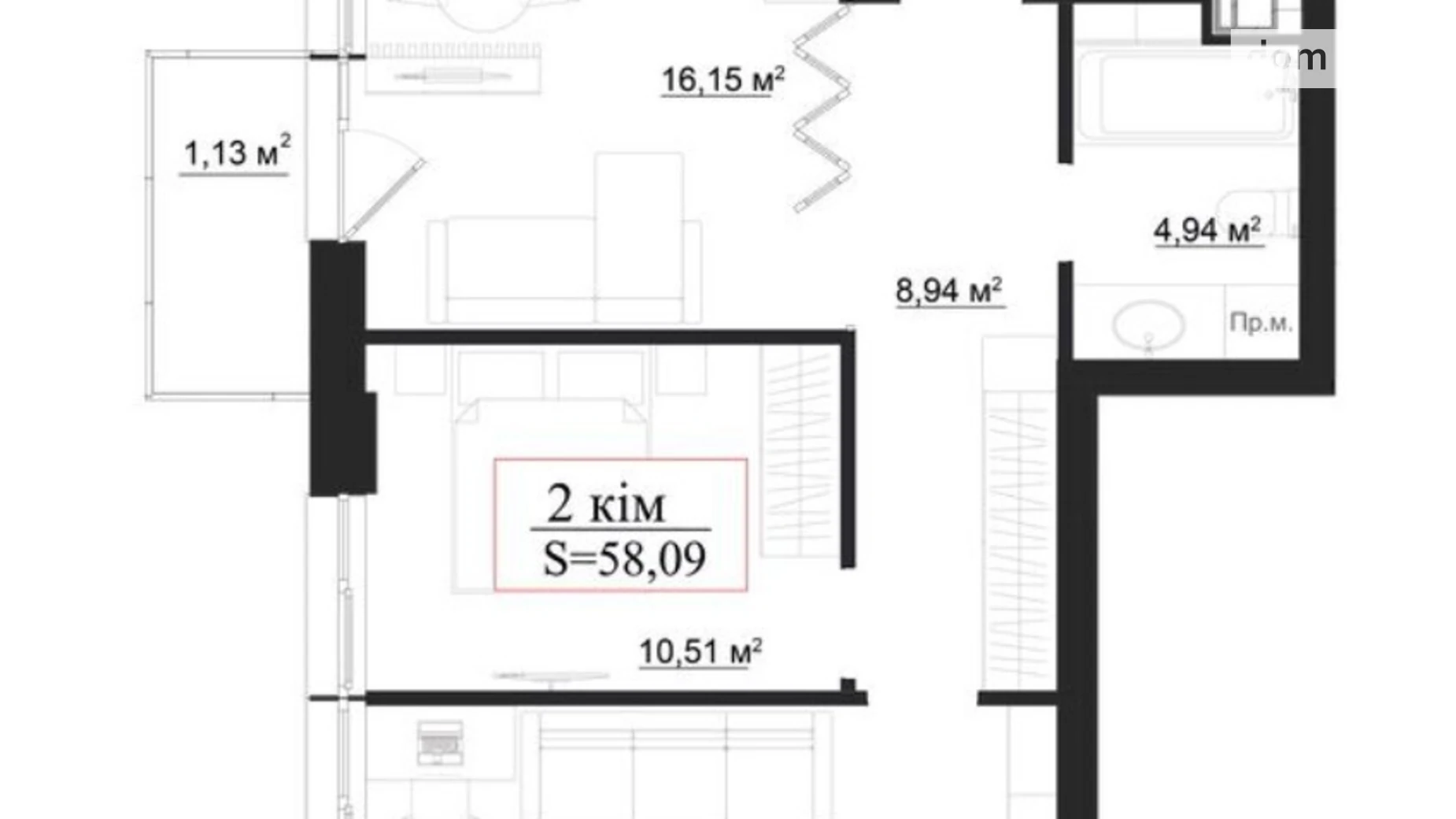 Продается 2-комнатная квартира 58 кв. м в Ивано-Франковске, ул. Заклинских, 7 - фото 4