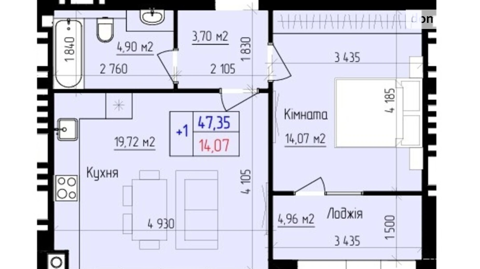 Продается 1-комнатная квартира 47.35 кв. м в Хмельницком, ул. Ярослава Мудрого, 15 - фото 2