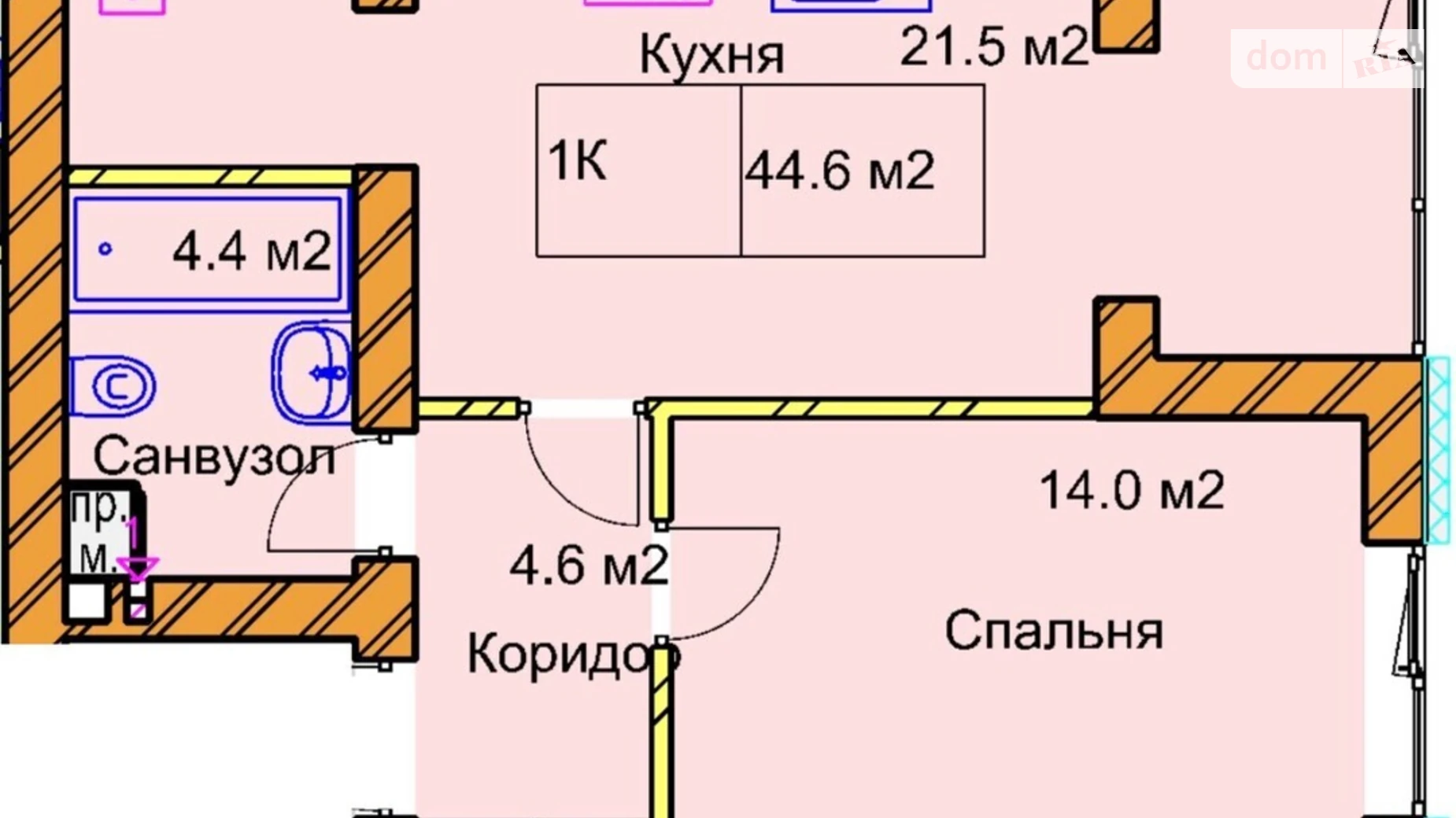 Продається 1-кімнатна квартира 43.1 кв. м у Рівному, вул. Чорновола В'ячеслава, 94Г-94Е - фото 2