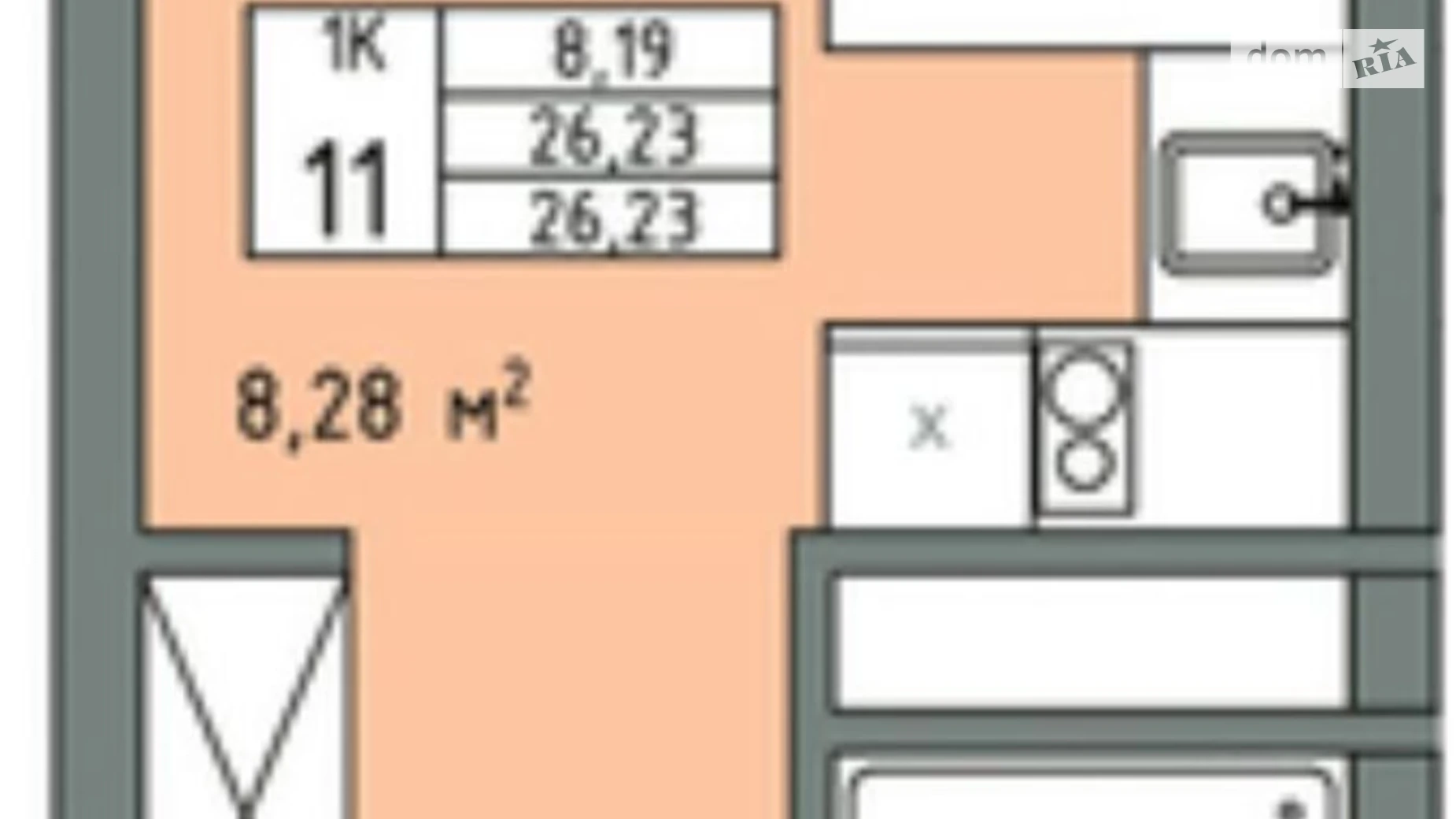 Продается 1-комнатная квартира 26.2 кв. м в Львове, ул. Трускавецкая, 48 - фото 2