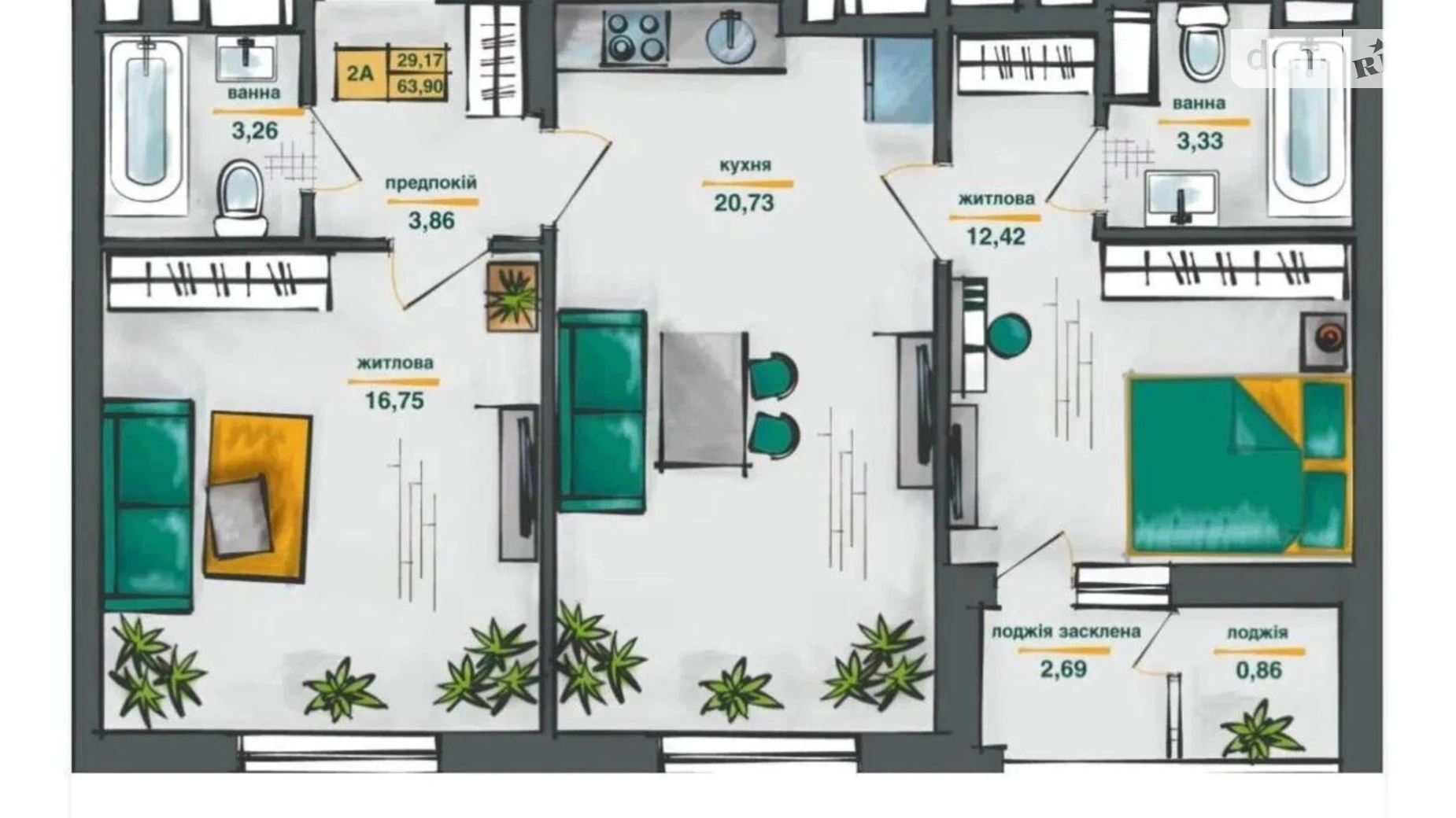 Продается 2-комнатная квартира 65 кв. м в Киеве, ул. Ивана Выговского(Маршала Гречко), 10Б - фото 2