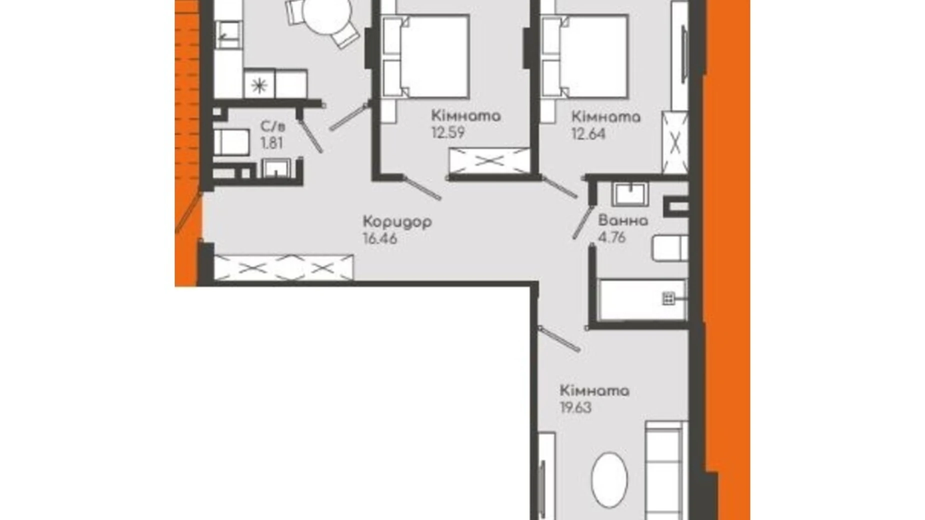 Продается 3-комнатная квартира 81.7 кв. м в Черновцах, цена: 109478 $ - фото 2