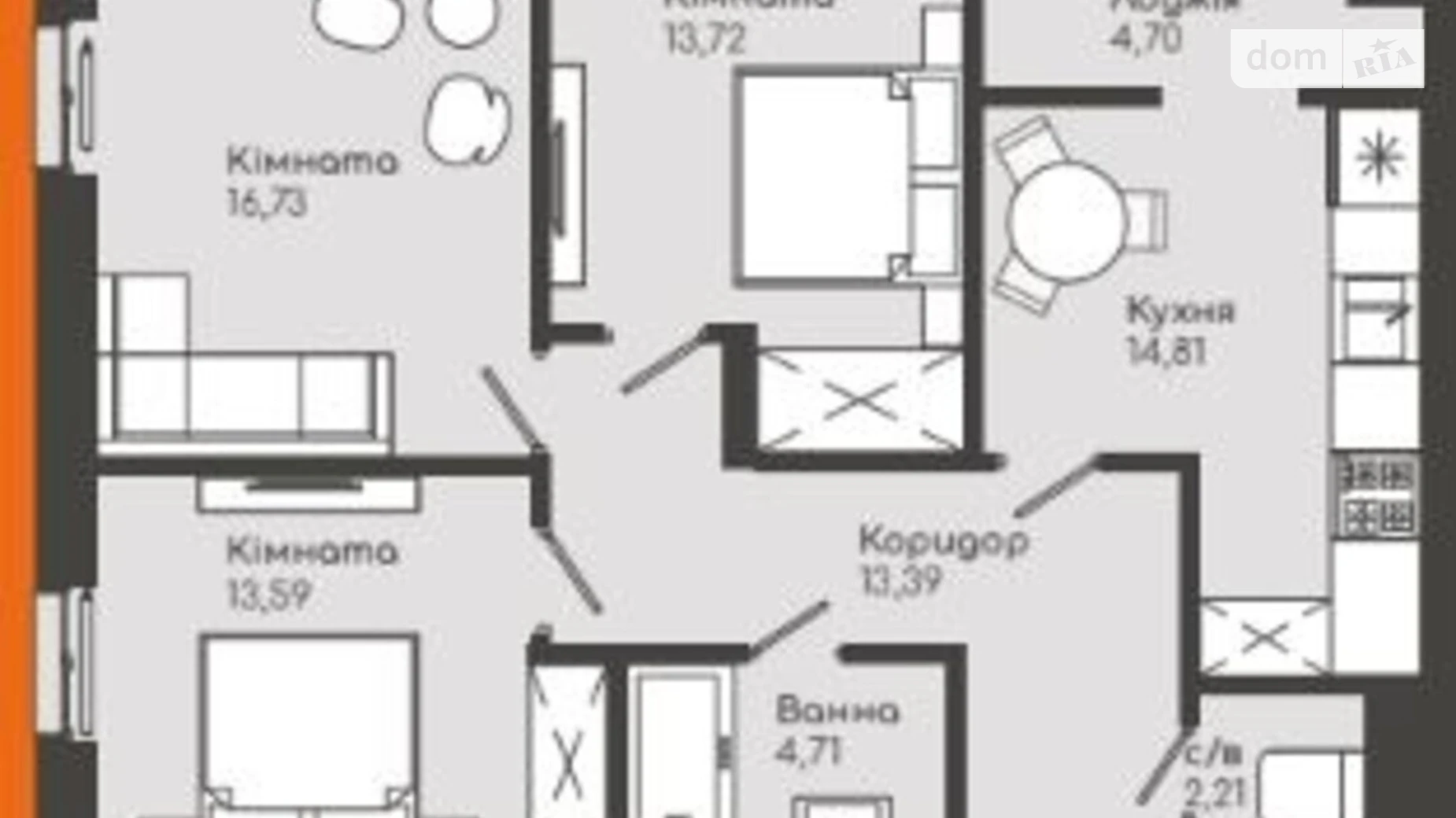 Продается 3-комнатная квартира 83.94 кв. м в Черновцах, цена: 112480 $ - фото 2