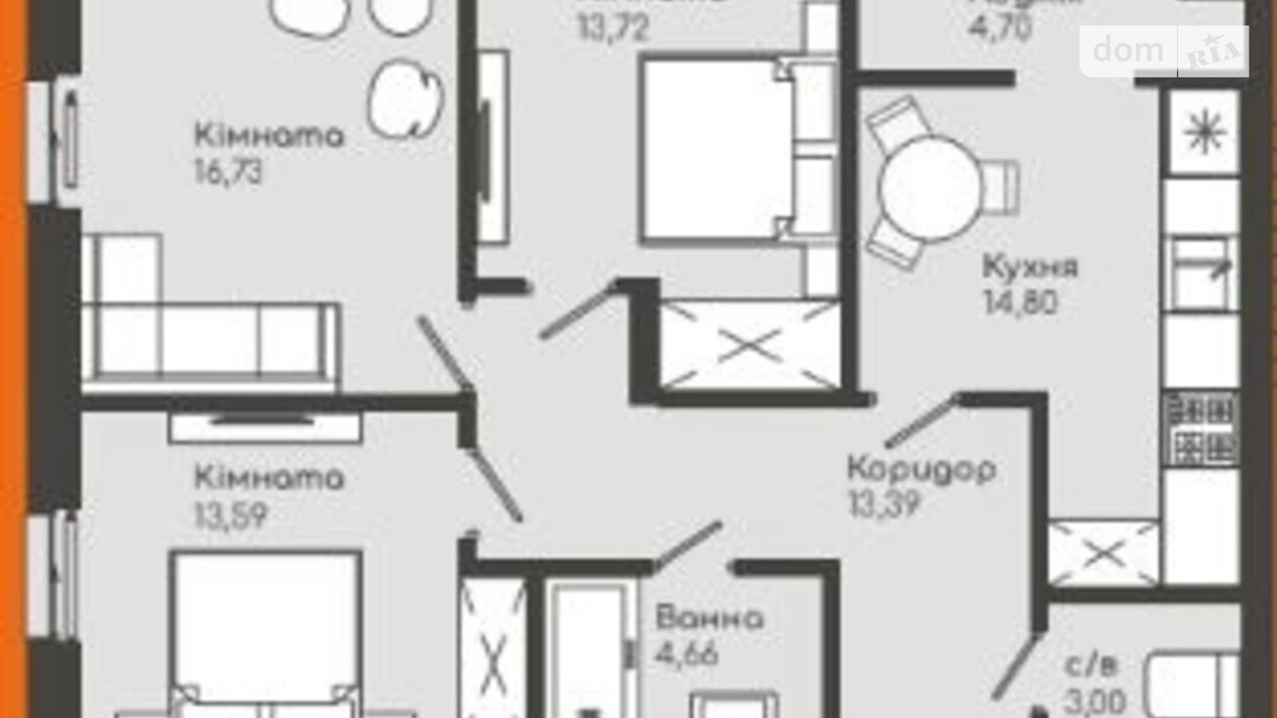 Продается 3-комнатная квартира 84.67 кв. м в Черновцах, цена: 113458 $ - фото 2
