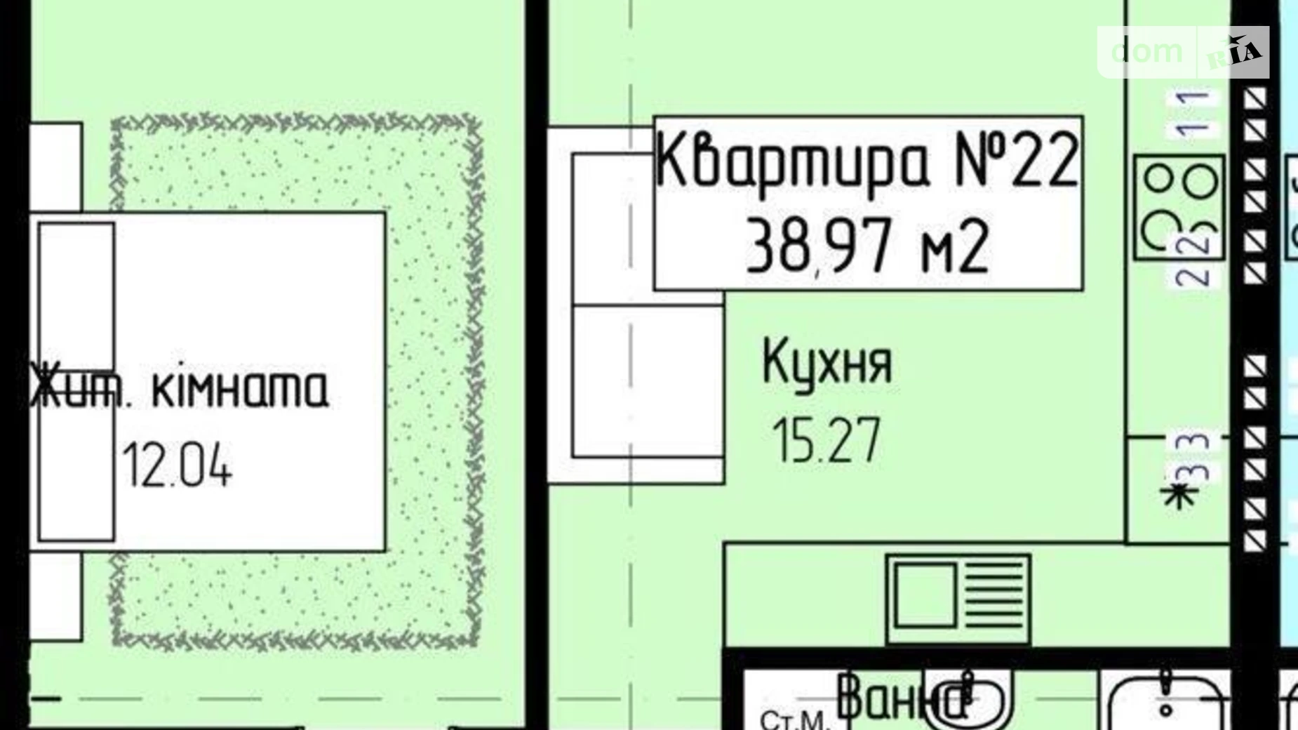 Продається 1-кімнатна квартира 38 кв. м у Ужгороді, вул. Загорська - фото 2