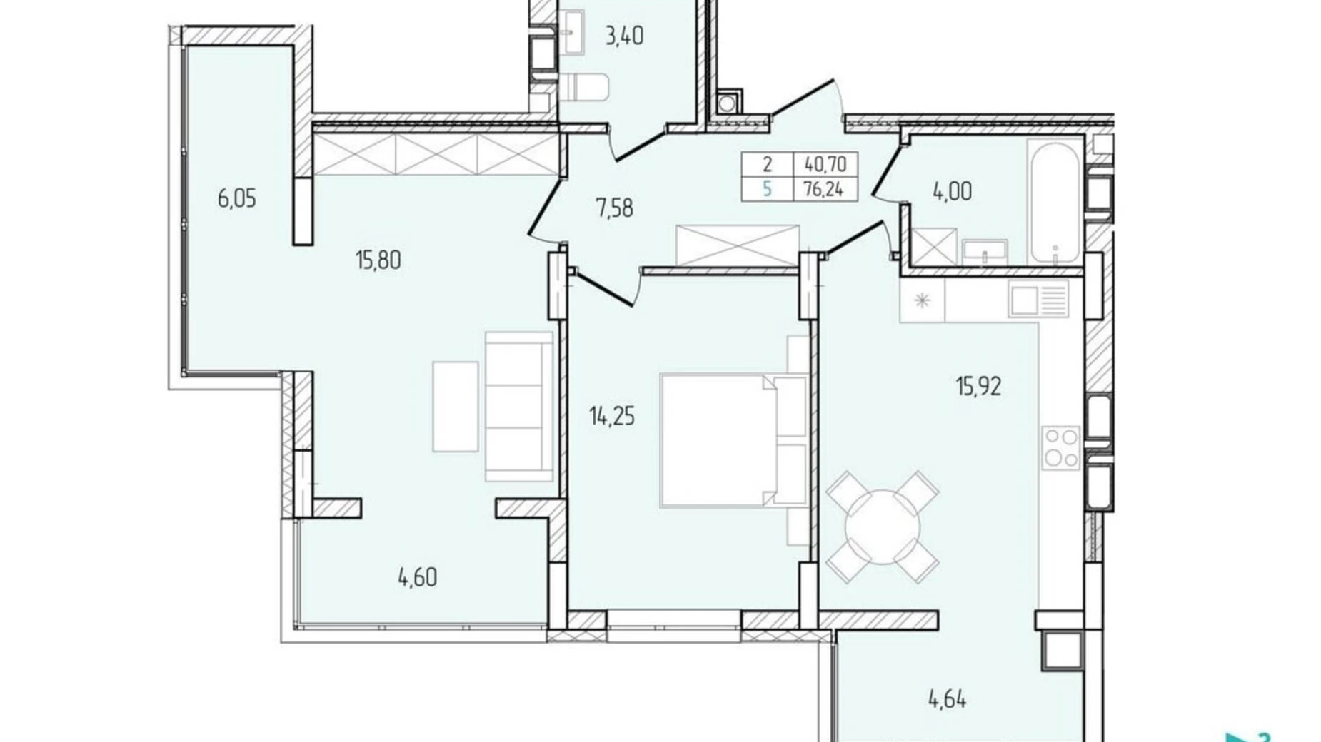Продается 2-комнатная квартира 76.24 кв. м в Хмельницком, ул. Победы, 8А - фото 2