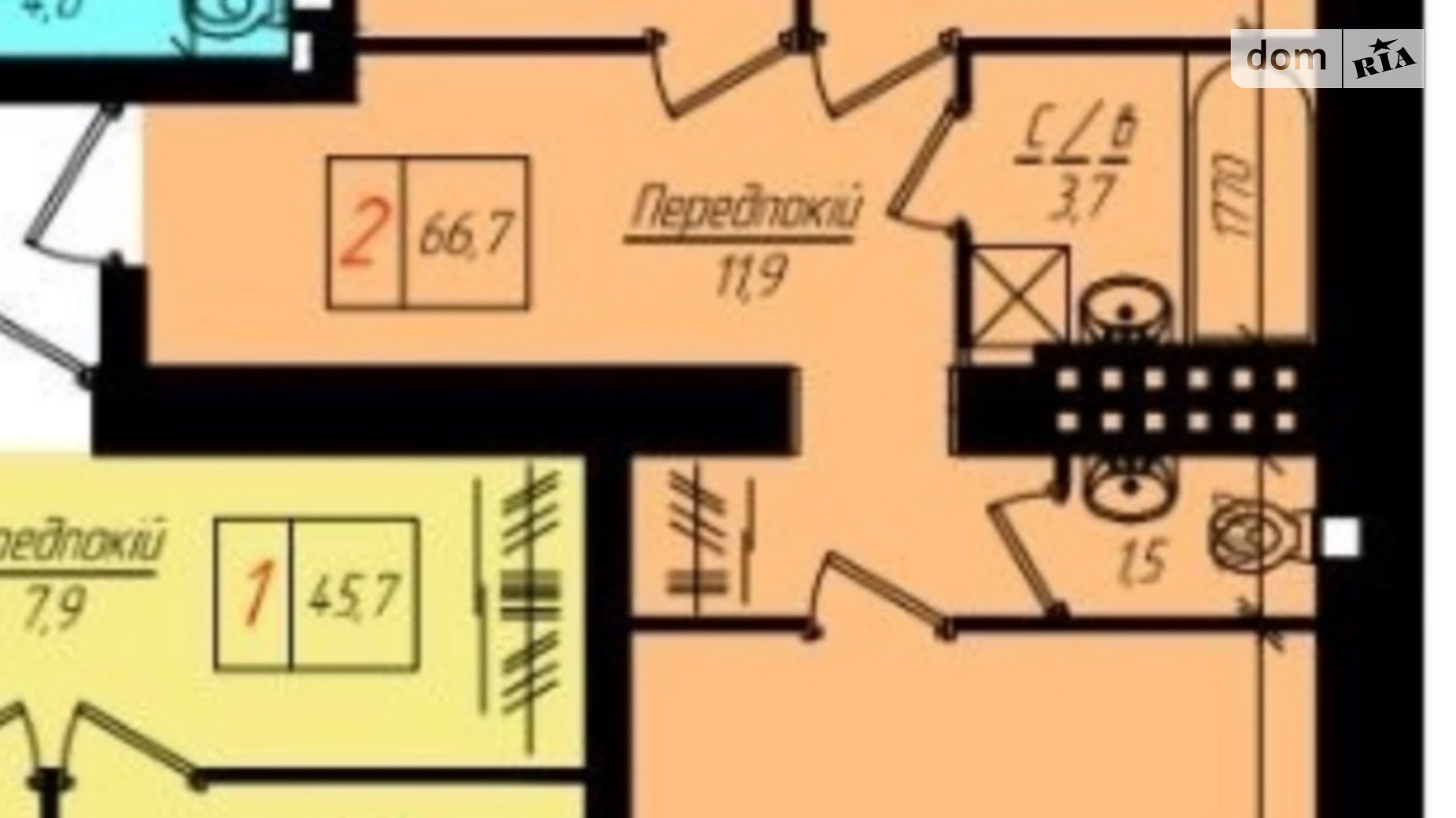 2-комнатная квартира 66.8 кв. м в Тернополе, ул. Глубокая Долина - фото 5
