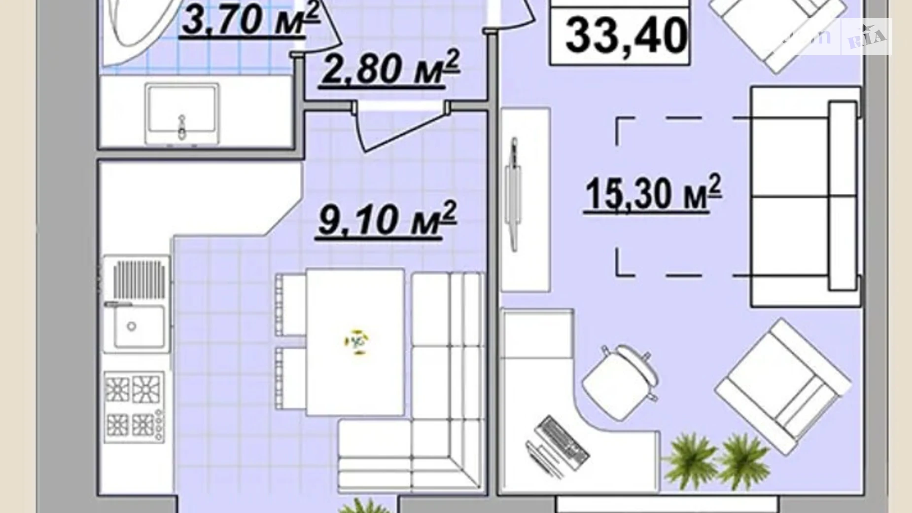 Продается 1-комнатная квартира 36 кв. м в Ивано-Франковске, ул. Княгинин, 44 - фото 3