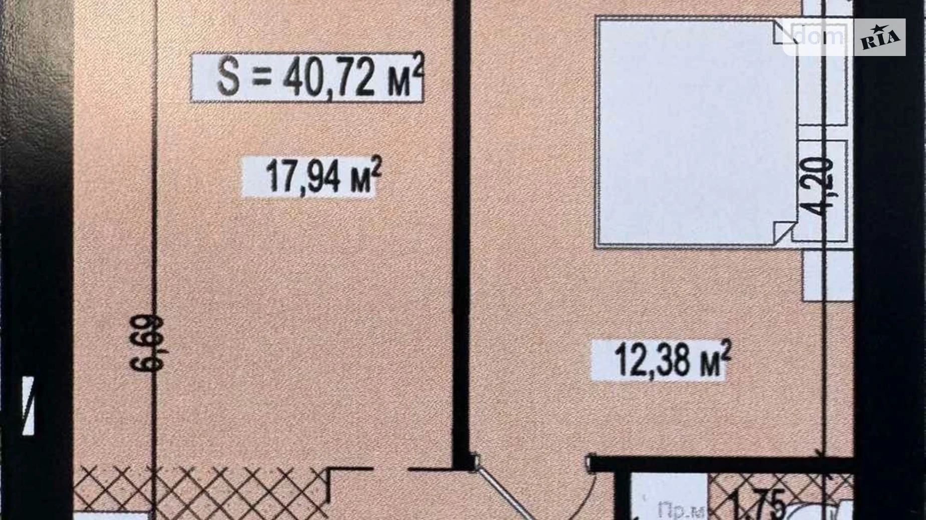 Продается 1-комнатная квартира 40.72 кв. м в Ужгороде, ул. Тлехаса - фото 4