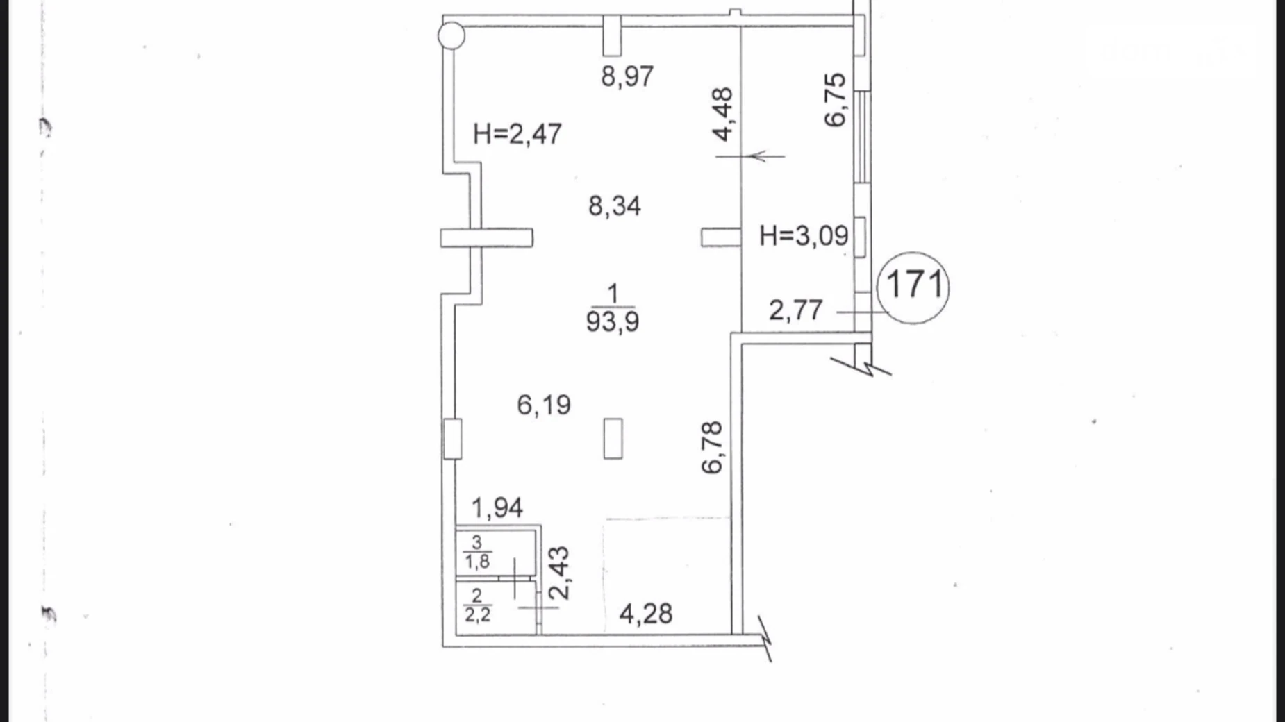 Продается помещения свободного назначения 97.9 кв. м в 19-этажном здании, цена: 244750 $ - фото 2