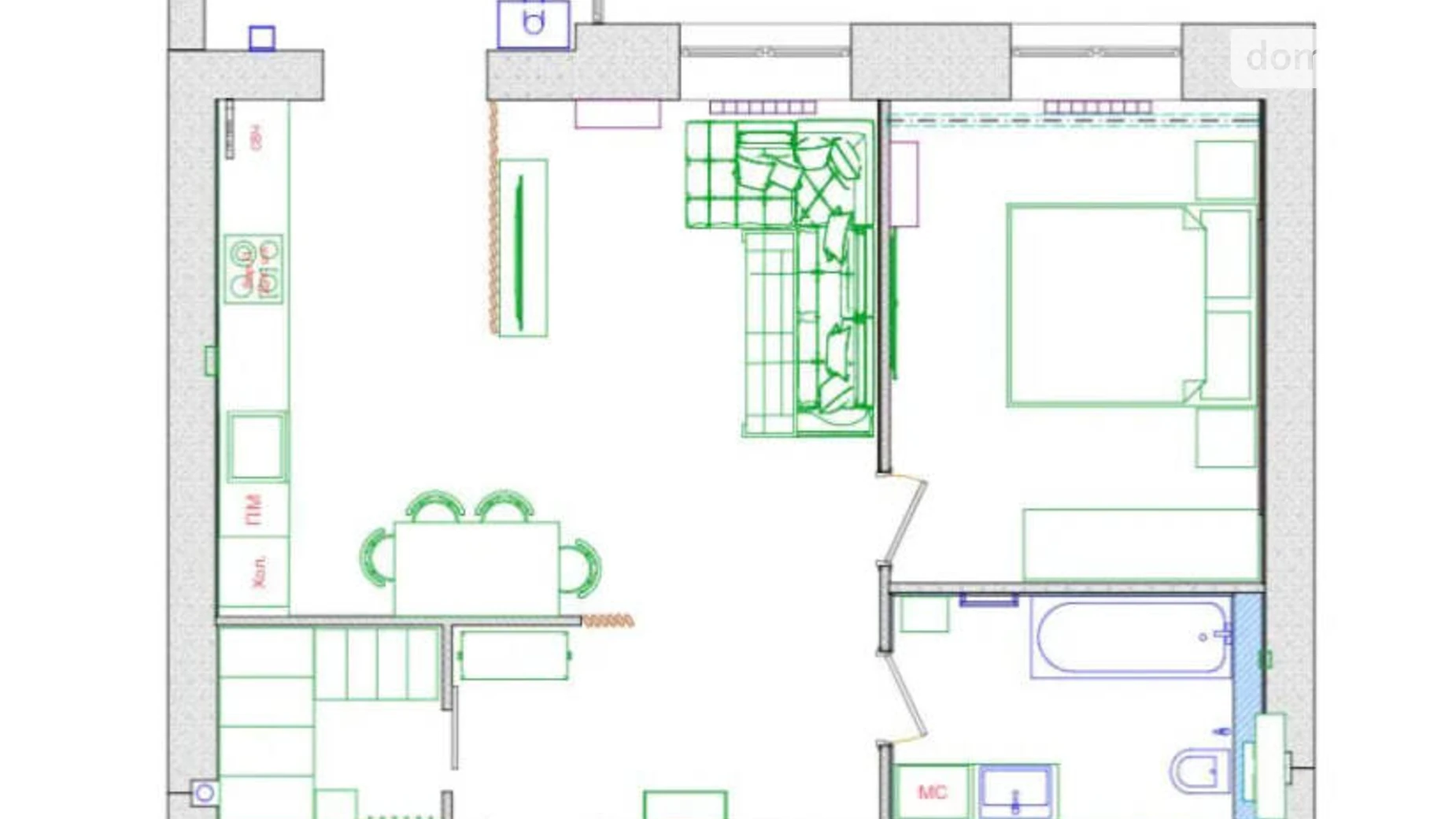 Продается 2-комнатная квартира 46.6 кв. м в Днепре, ул. Калнышевского Петра, 38 - фото 2