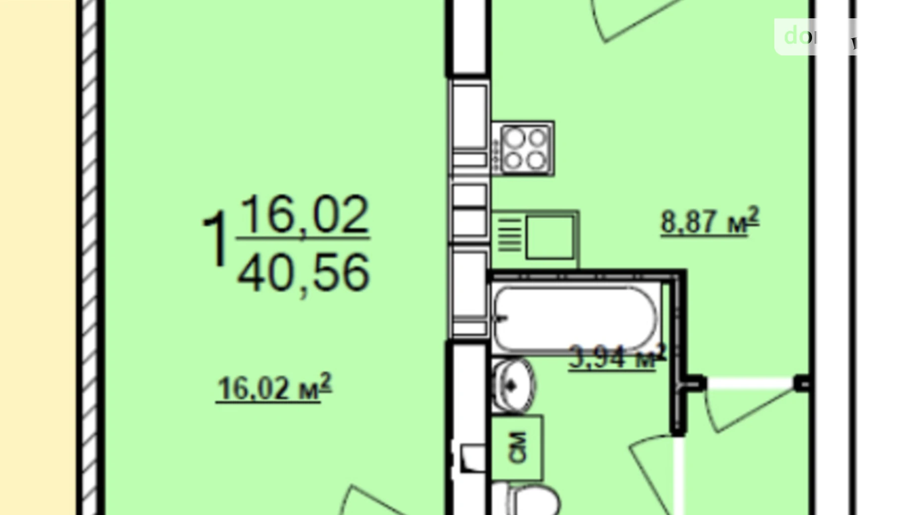 Продається 1-кімнатна квартира 44.5 кв. м у Харкові, вул. Ньютона, 106 - фото 2