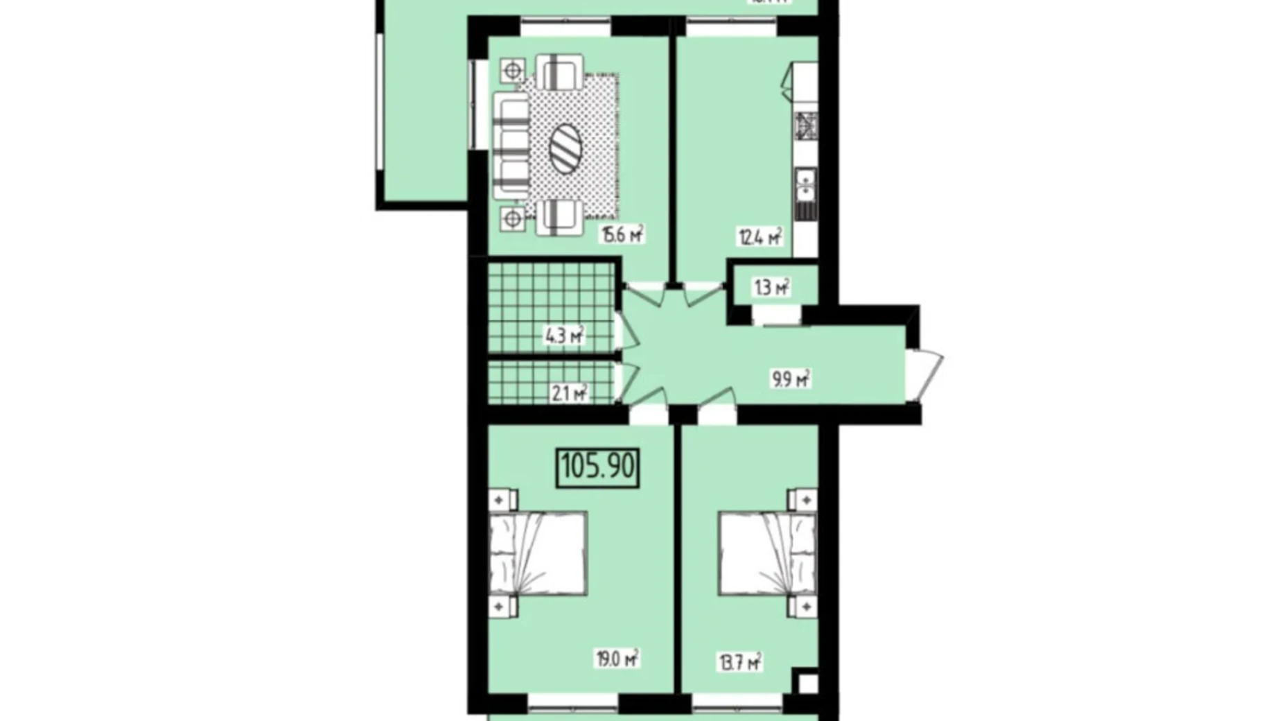 Продається 3-кімнатна квартира 105 кв. м у Чагорі, цена: 105900 $ - фото 2