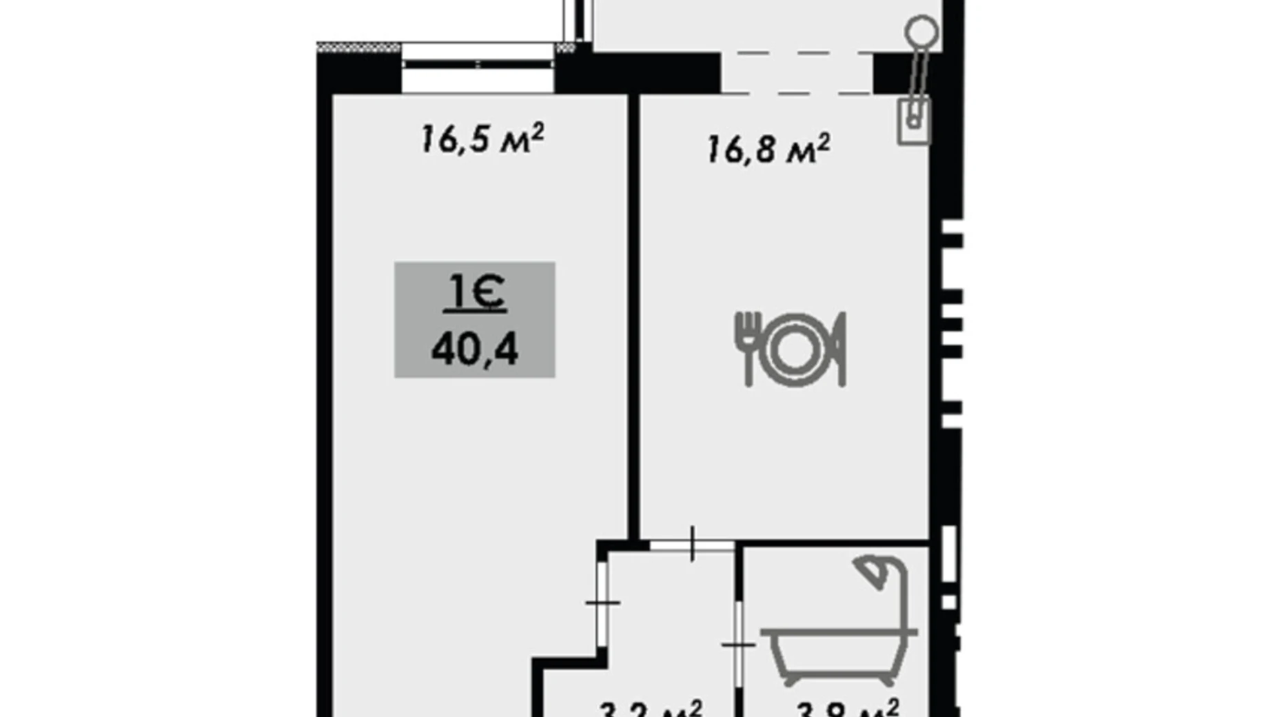 Продается 1-комнатная квартира 40.4 кв. м в Черкассах, цена: 37168 $ - фото 2
