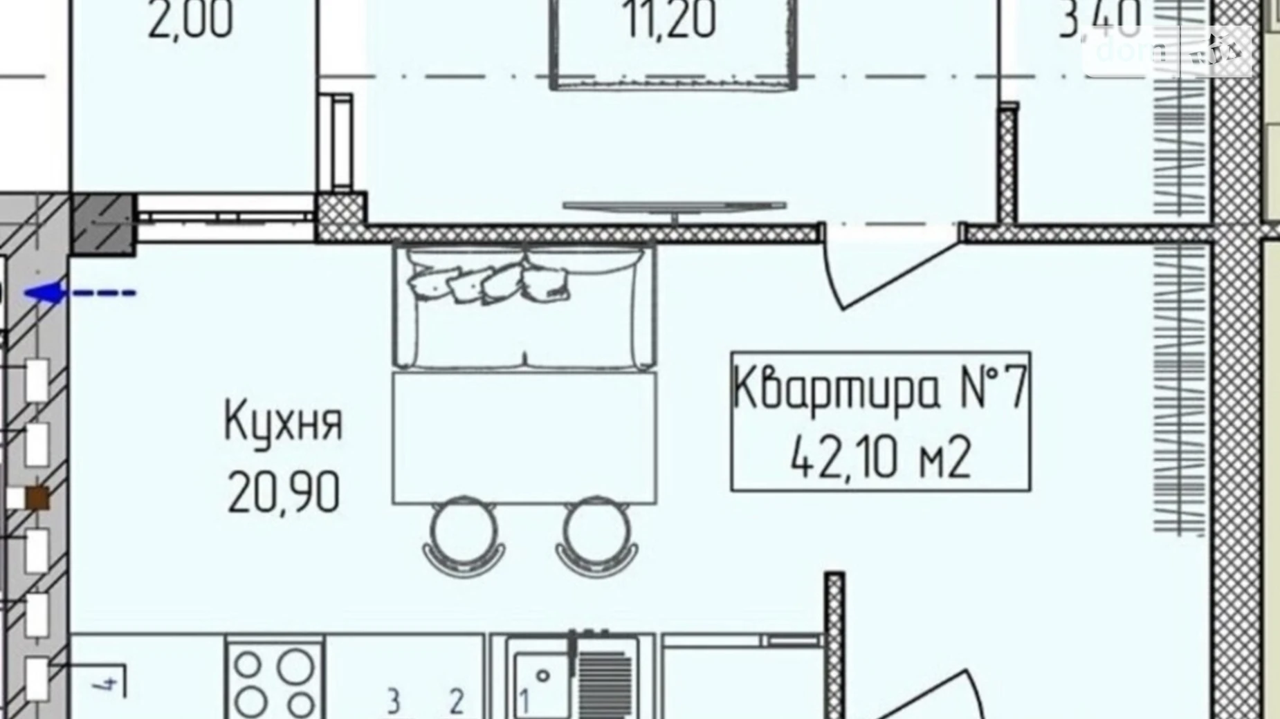 Продается 1-комнатная квартира 42.1 кв. м в Ужгороде, ул. Еньковская - фото 3