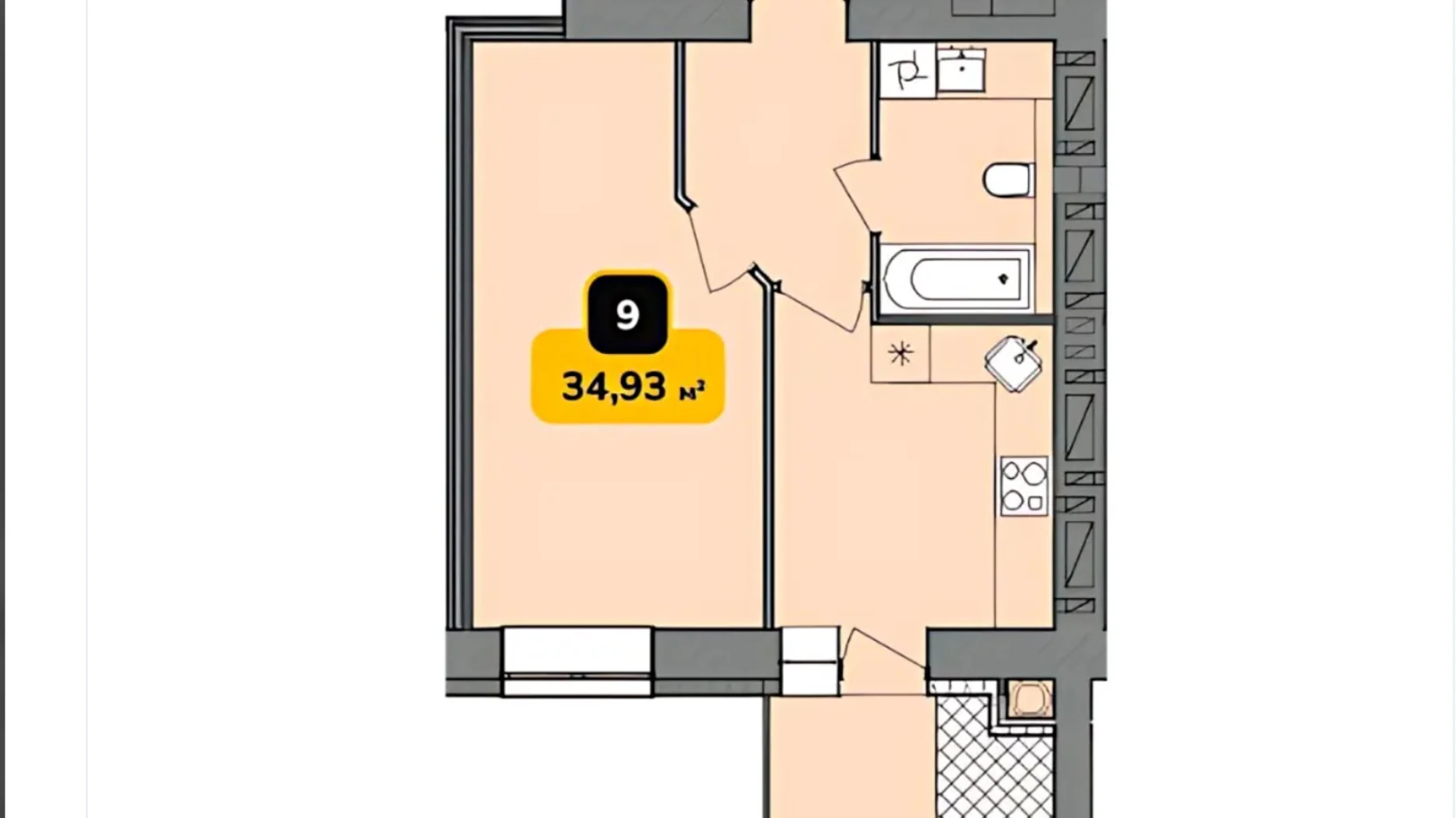 Продается 1-комнатная квартира 35 кв. м в Хмельницком, ул. Каменецкая, 100/2 - фото 2