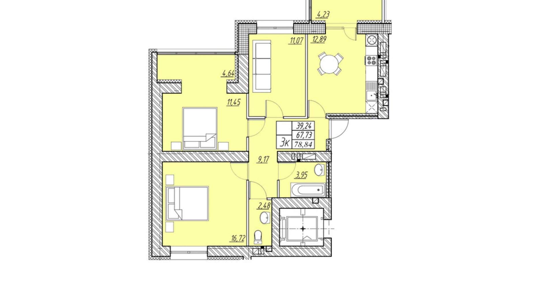 Продается 3-комнатная квартира 78.84 кв. м в Петрикове, ул. Шептицкого, 101А - фото 2