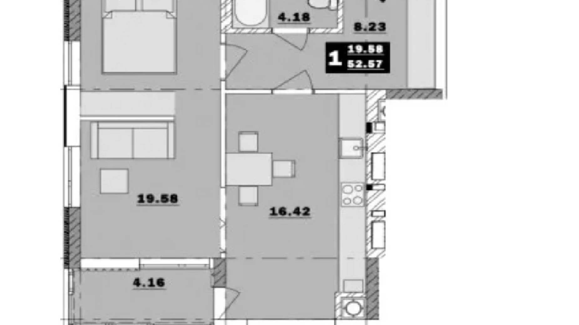 Продается 1-комнатная квартира 52.8 кв. м в Обухове, мкр. Обуховский ключ - фото 2
