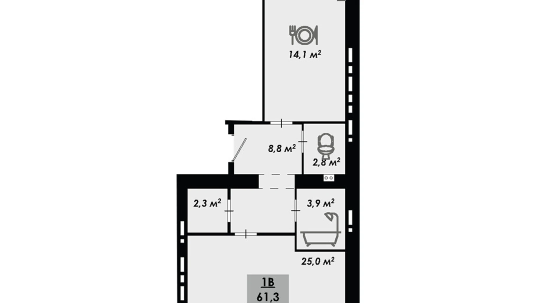Продается 1-комнатная квартира 61.3 кв. м в Черкассах, цена: 56396 $ - фото 2