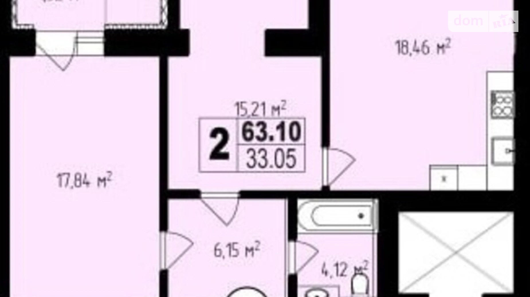 Продается 2-комнатная квартира 63.1 кв. м в, цена: 63100 $ - фото 2