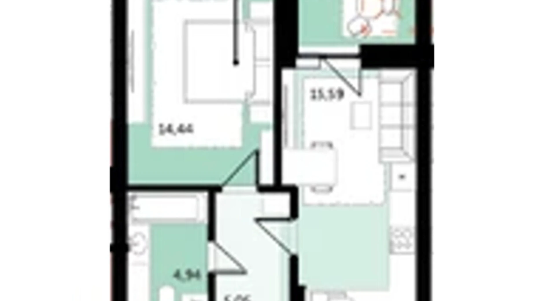 Продается 1-комнатная квартира 41.99 кв. м в Володимире, ул. Луцкая, 81 - фото 2