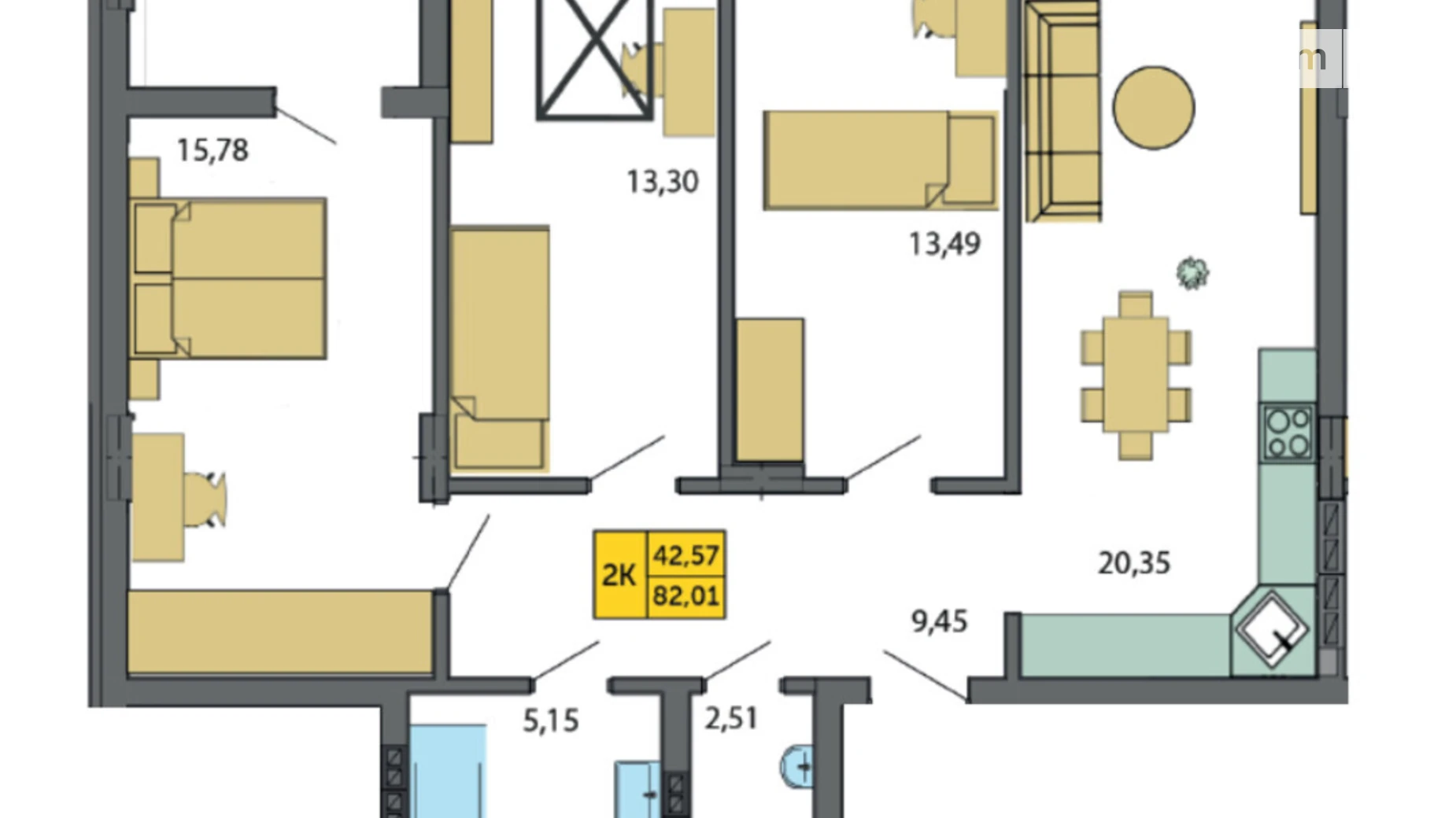 Продается 3-комнатная квартира 82.01 кв. м в Струмовке, цена: 67159 $ - фото 2