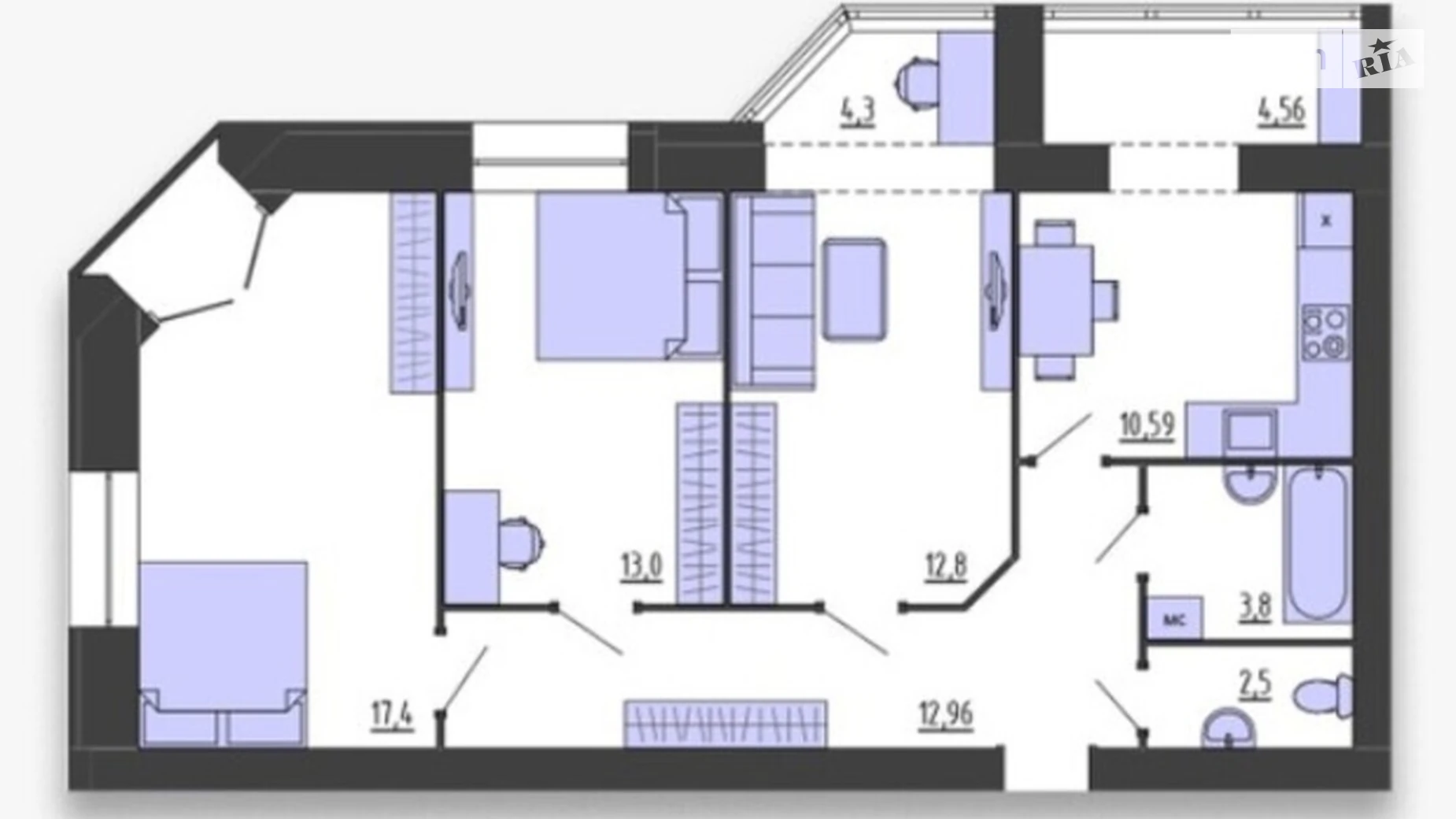 Продается 3-комнатная квартира 80.57 кв. м в, цена: 66298 $ - фото 2