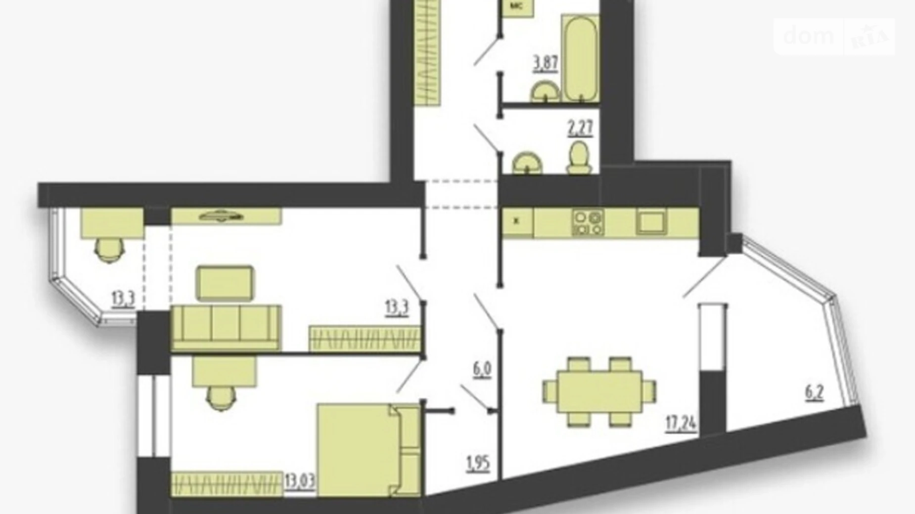 Продается 2-комнатная квартира 71.82 кв. м в, цена: 59098 $ - фото 2