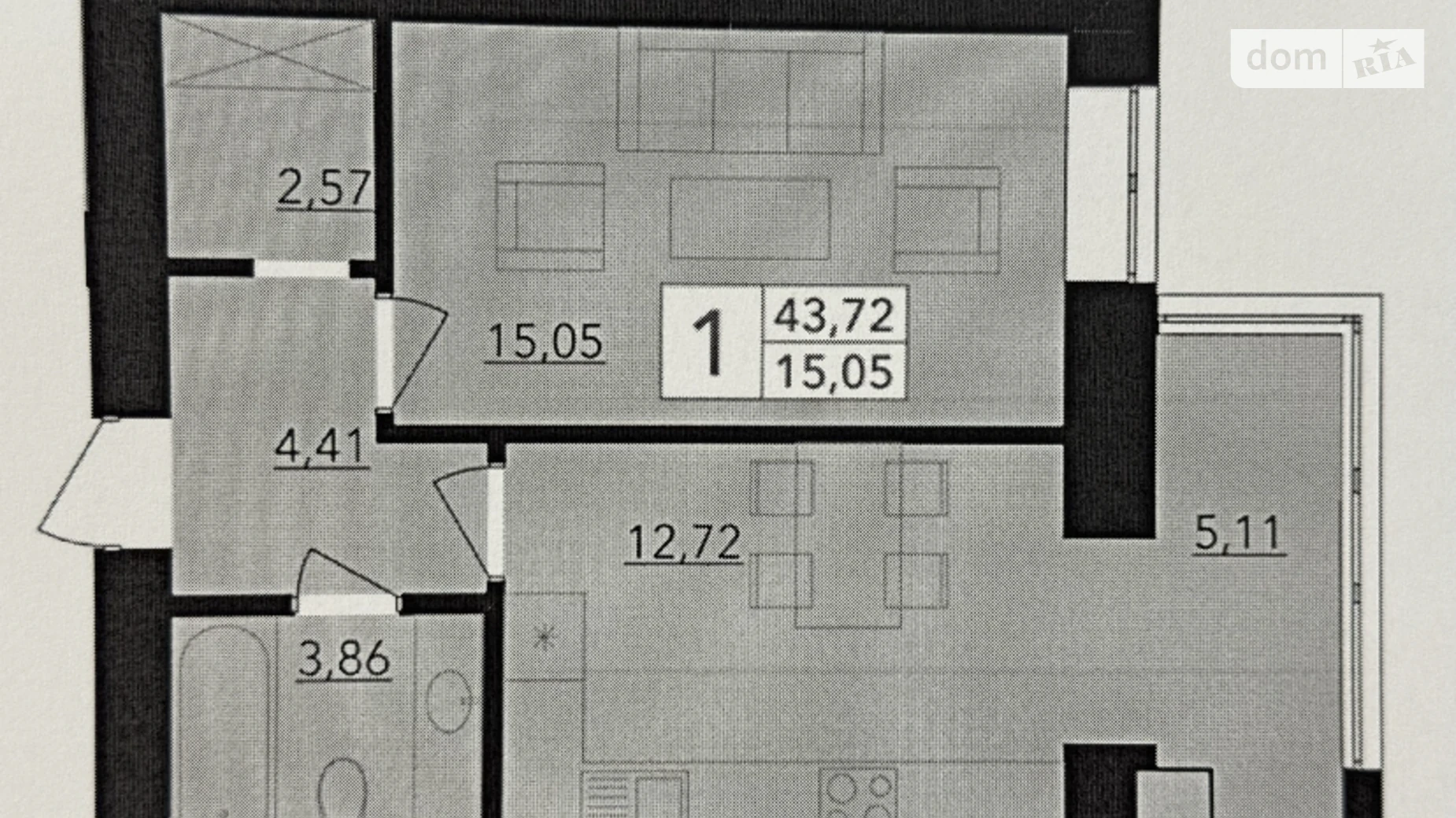 Продается 1-комнатная квартира 46.5 кв. м в Хмельницком, ул. Тернопольская, 13/6А - фото 3