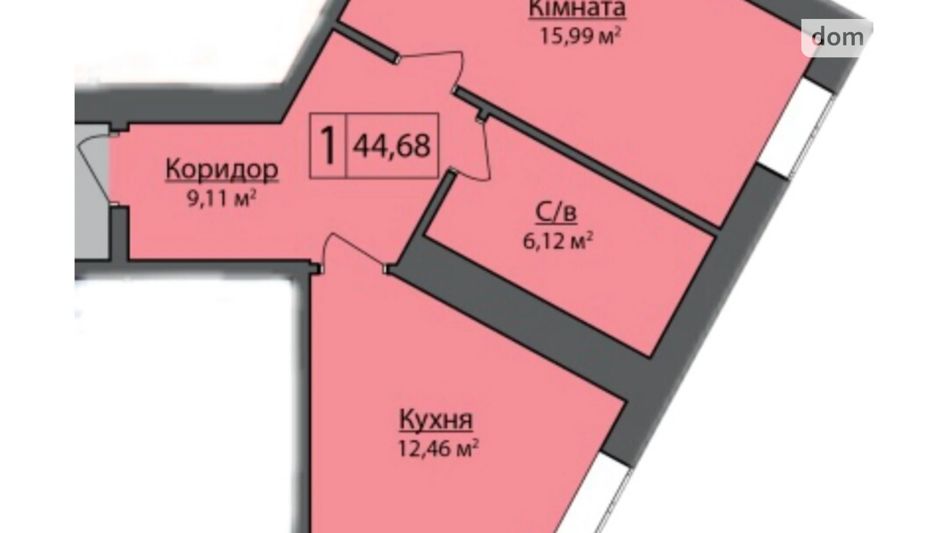 Продается 1-комнатная квартира 44.68 кв. м в Липинах, цена: 49473 $ - фото 2