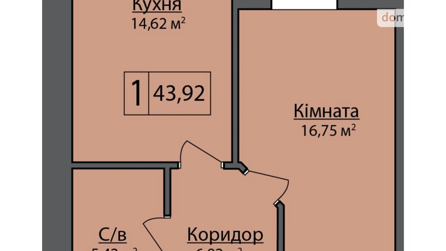 Продается 1-комнатная квартира 43.92 кв. м в Липинах, цена: 48138 $ - фото 2