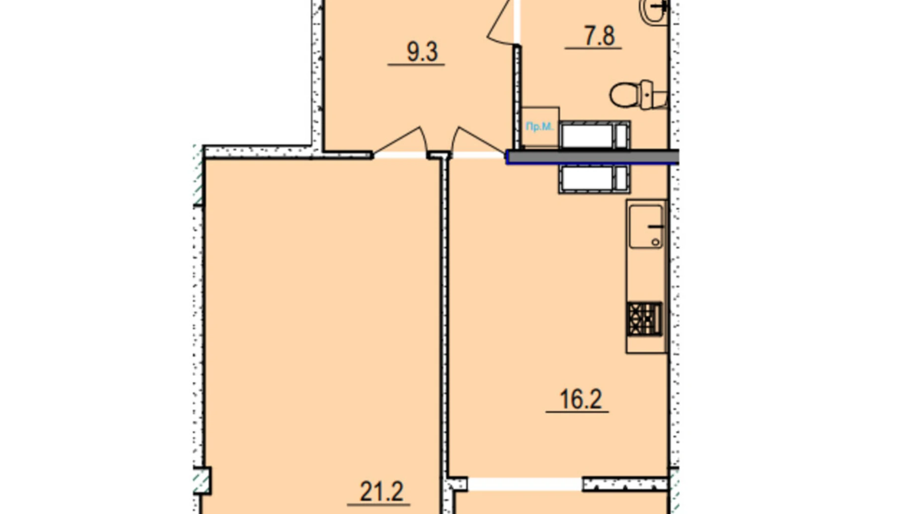 Продается 1-комнатная квартира 60 кв. м в Черкассах, цена: 42857 $ - фото 2