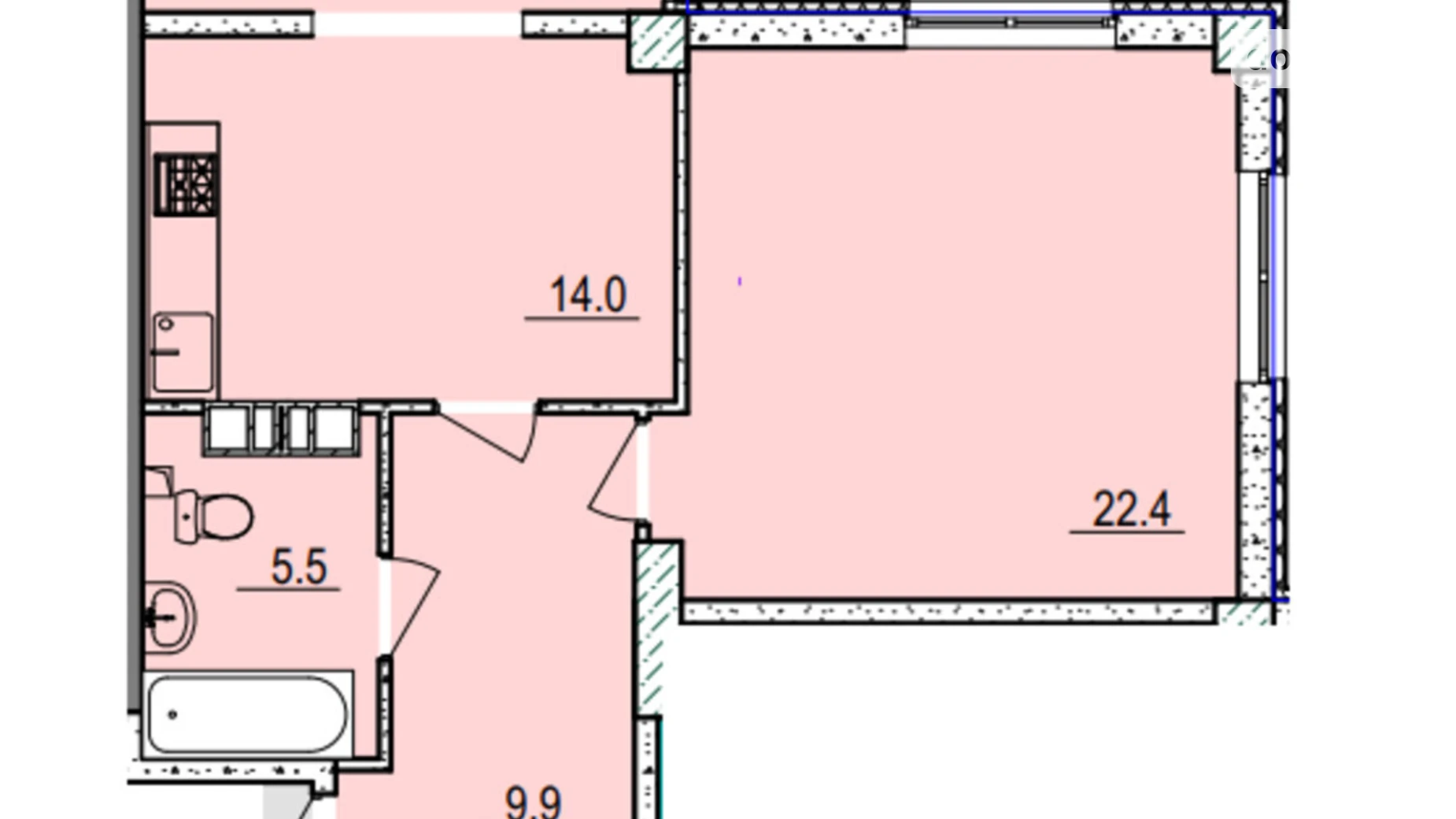 Продается 1-комнатная квартира 58.3 кв. м в Черкассах, цена: 41652 $ - фото 2