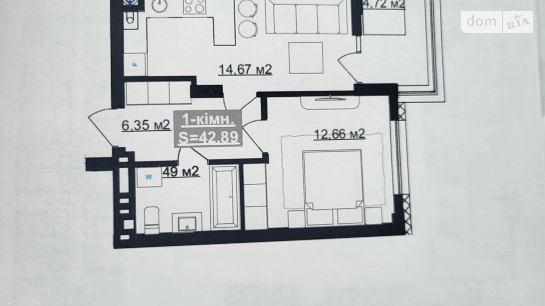 Продается 1-комнатная квартира 42.89 кв. м в Ивано-Франковске, ул. Национальной Гвардии(Советской Армии), 14С - фото 2