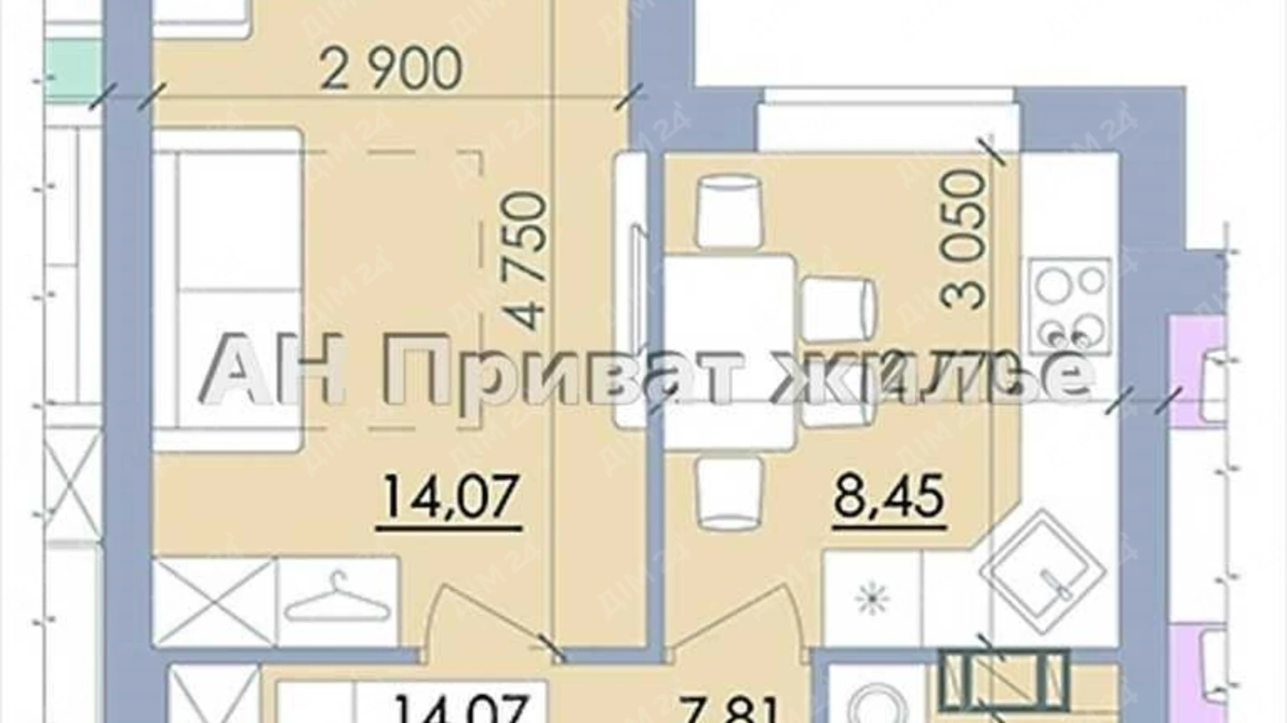 Продается 1-комнатная квартира 38 кв. м в Полтаве, ул. Башкирцевой Марии - фото 2