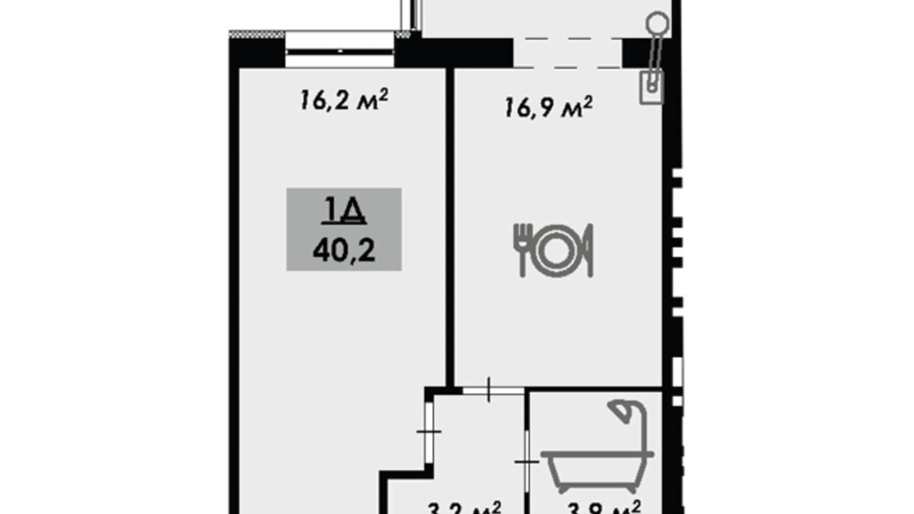 Продается 1-комнатная квартира 40.2 кв. м в Черкассах, ул. Надпольная, 222 - фото 2