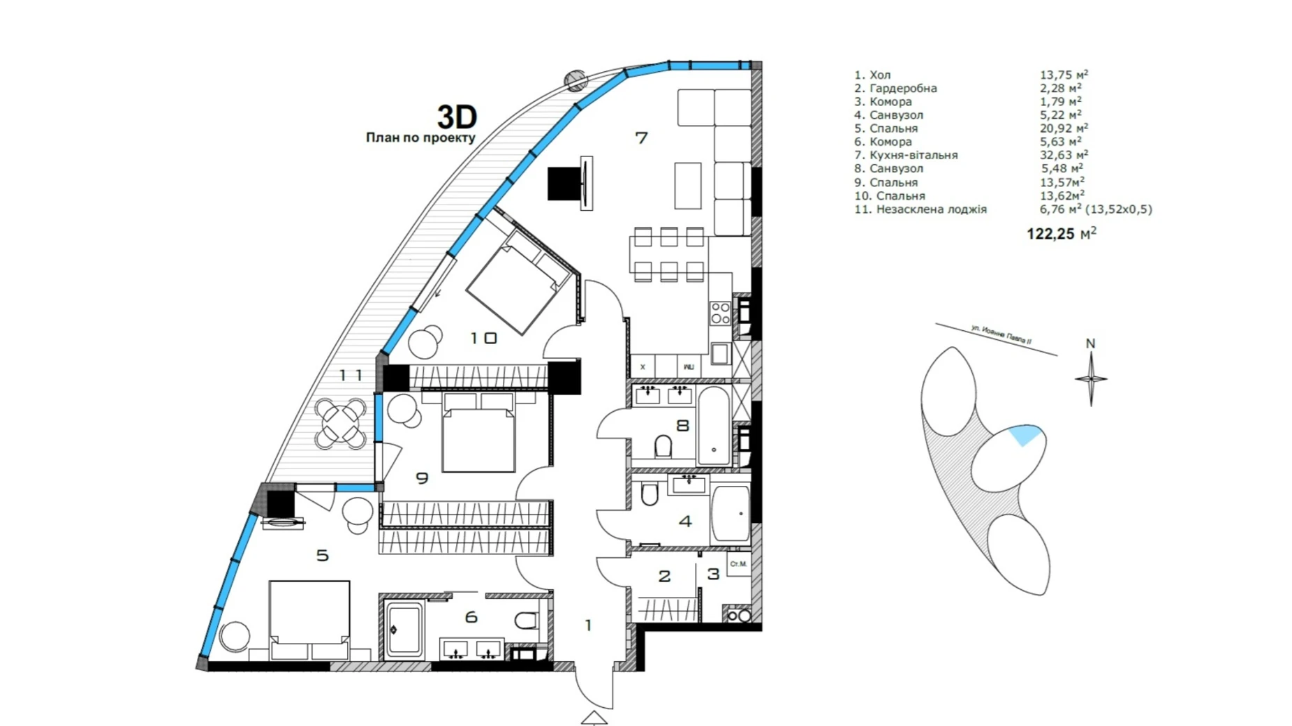 Продается 4-комнатная квартира 121.8 кв. м в Киеве, ул. Иоанна Павла II(Патриса Лумумбы), 12 - фото 2