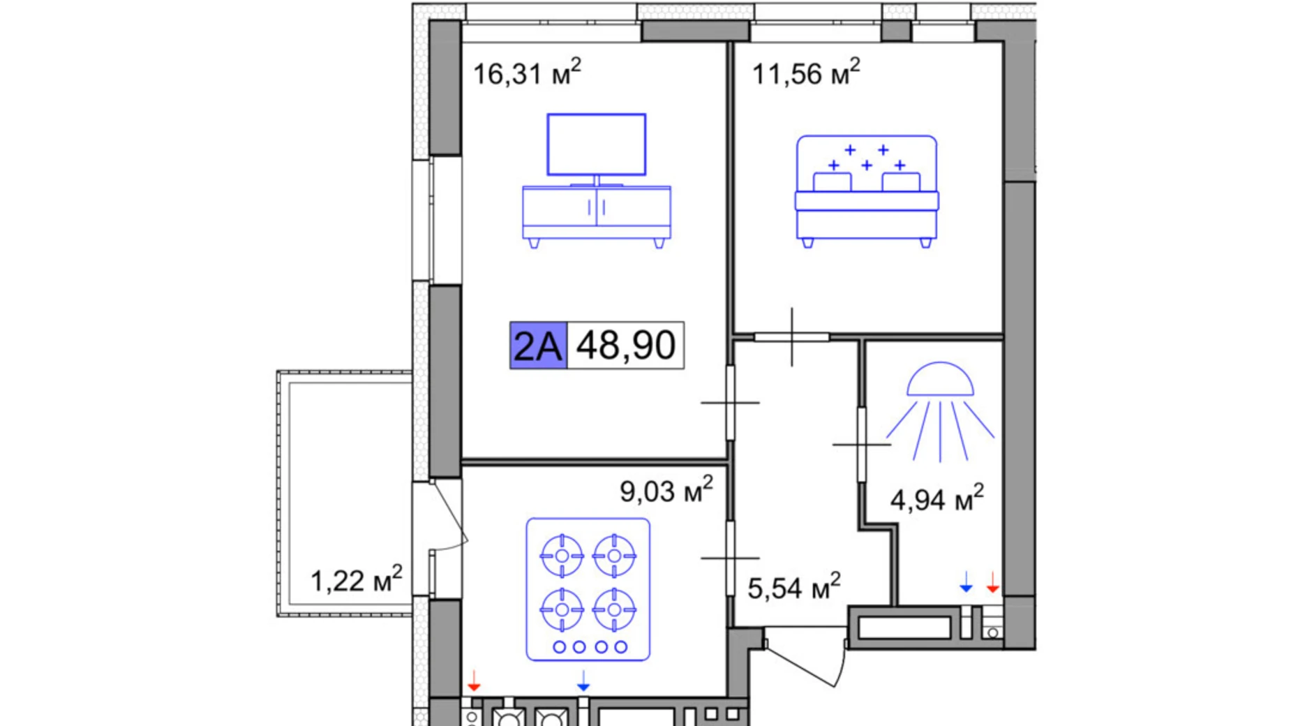 Продається 2-кімнатна квартира 48.9 кв. м у Черкасах, вул. Маламужа Олександра, 31 - фото 2