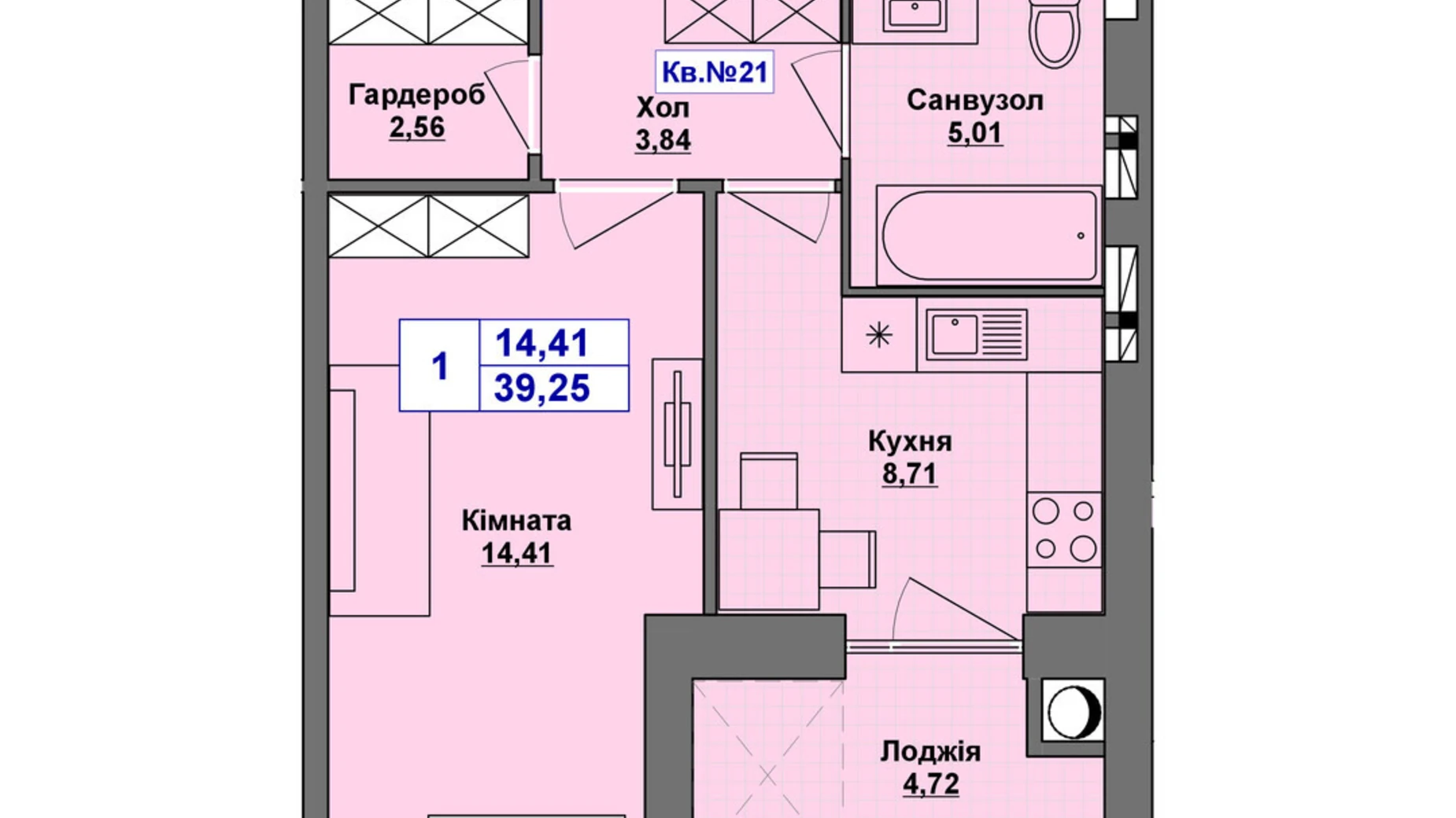 Продается 1-комнатная квартира 39.25 кв. м в Хмельницком, Старокостянтиновское шоссе, 5/5 - фото 2