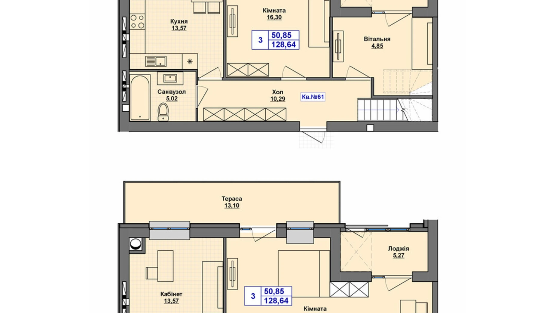 Продається 3-кімнатна квартира 128.64 кв. м у Хмельницькому, Старокостянтинівське шосе, 5/5 - фото 2