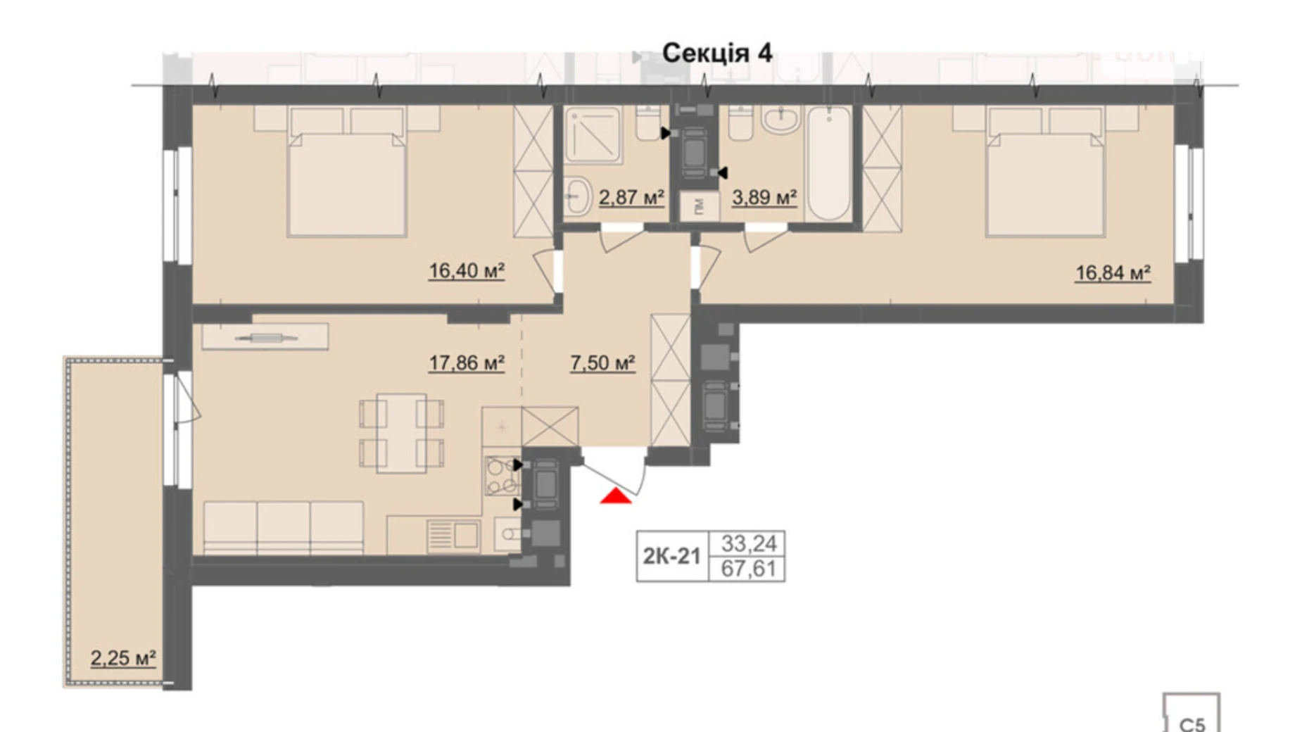 Продается 2-комнатная квартира 67.61 кв. м в Черновцах, цена: 80456 $ - фото 2