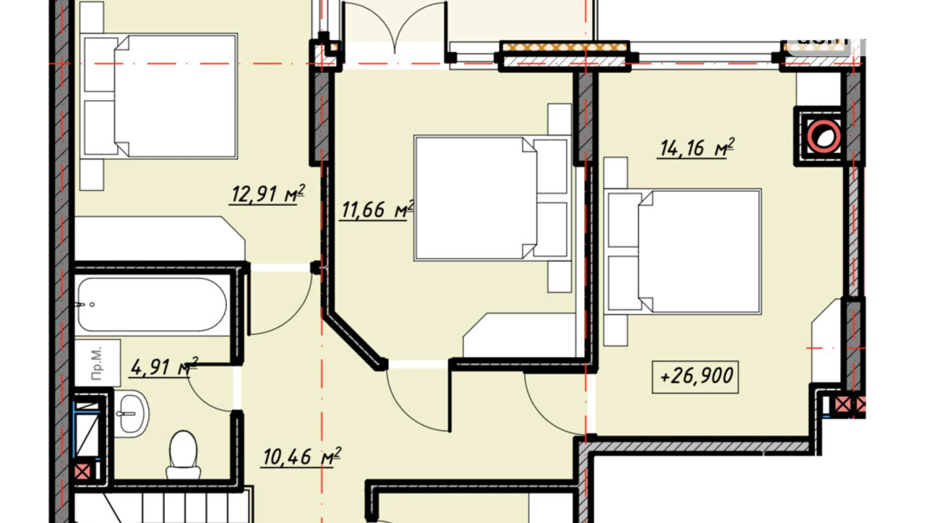 Продается 2-комнатная квартира 121.6 кв. м в Ивано-Франковске, Калушское шоссе, 15 - фото 2