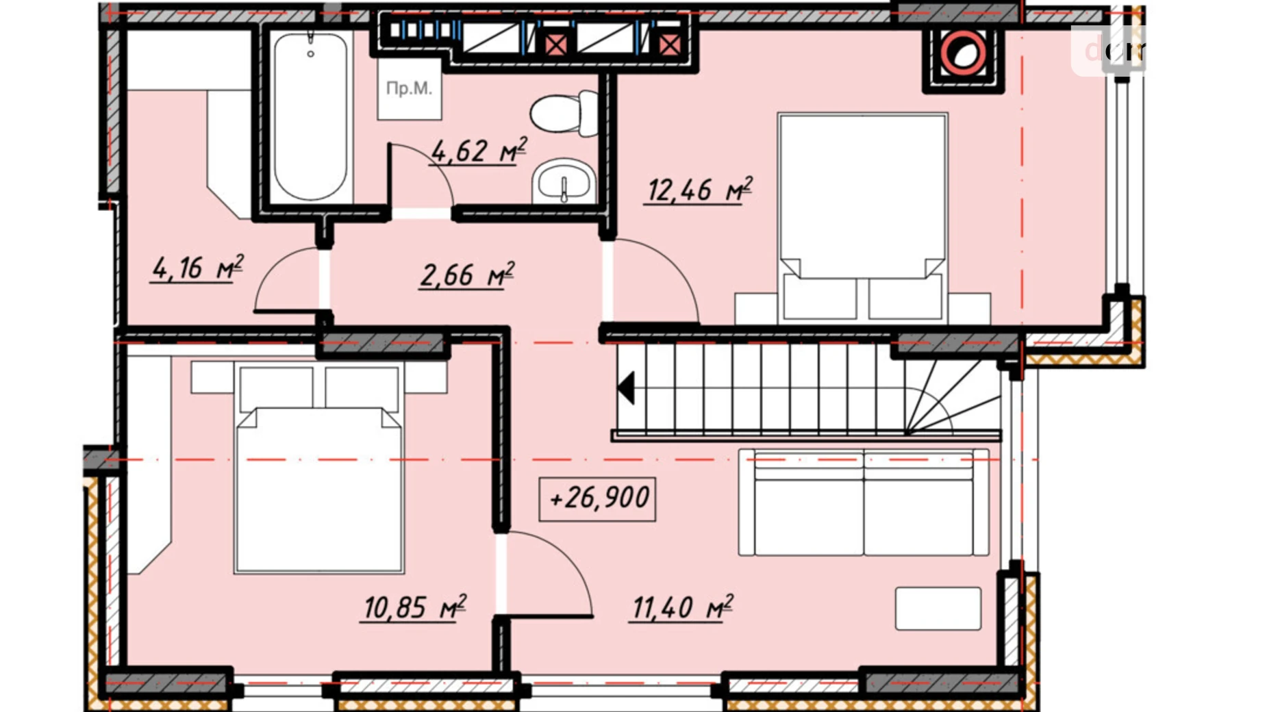 Продается 2-комнатная квартира 97.01 кв. м в Ивано-Франковске, Калушское шоссе, 15 - фото 3