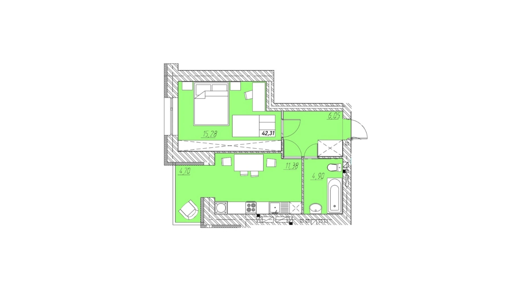 Продается 1-комнатная квартира 42.63 кв. м в Петрикове, ул. Шептицкого - фото 5