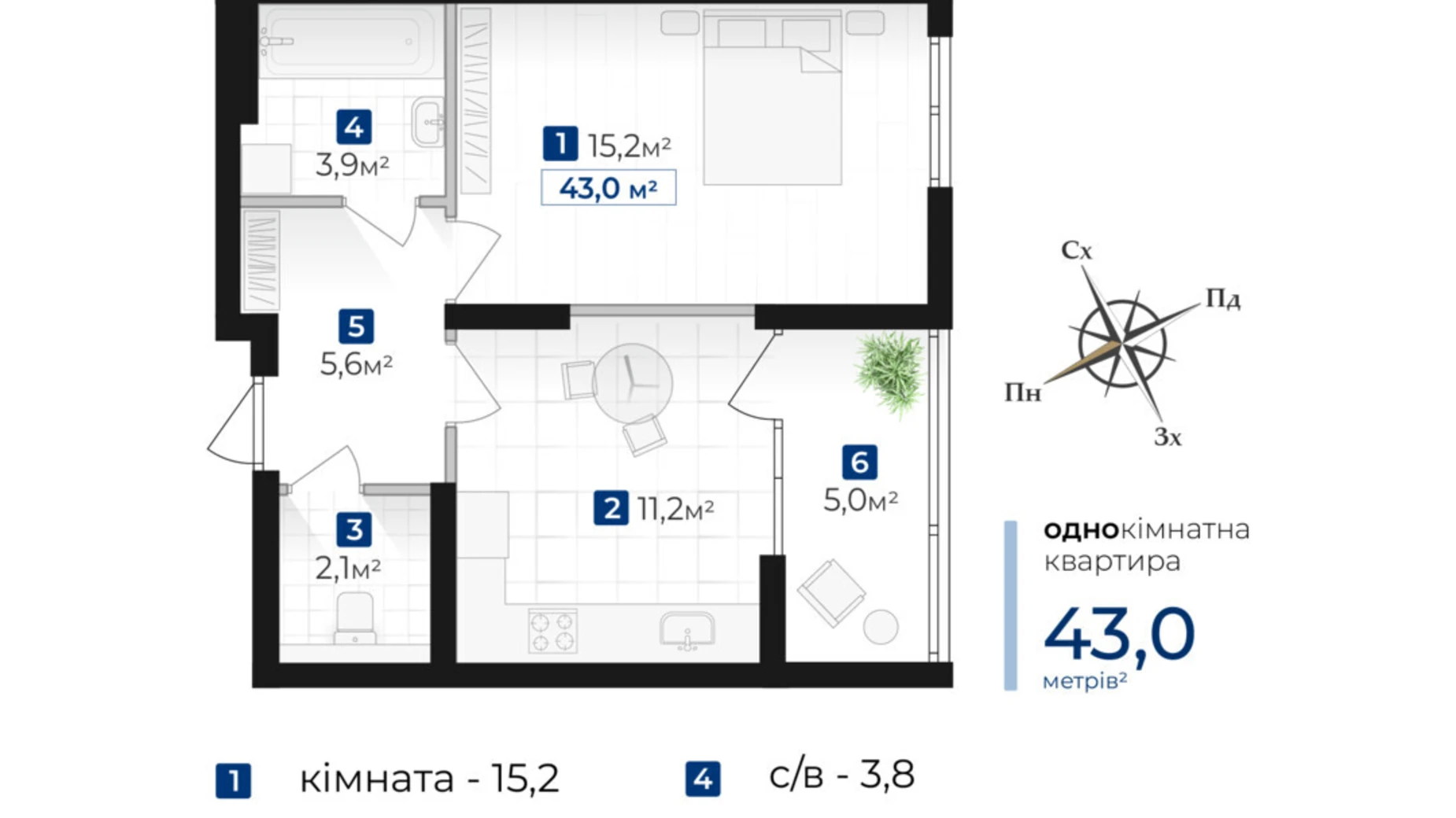 Продається 1-кімнатна квартира 43 кв. м у Івано-Франківську, вул. Хоткевича Гната - фото 2