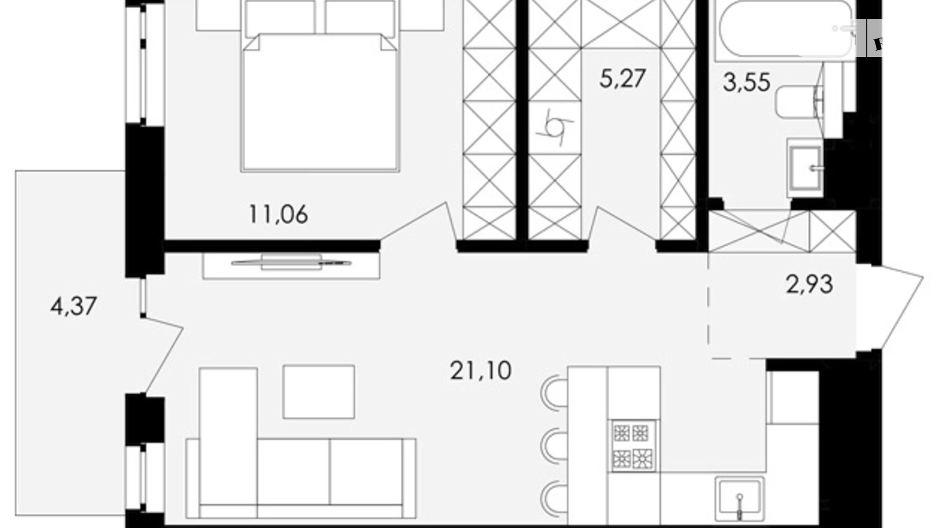 Продается 1-комнатная квартира 45.04 кв. м в Львове, ул. Замарстиновская, 76 - фото 2