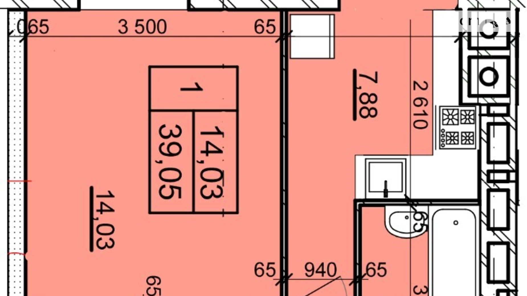 Продається 1-кімнатна квартира 39.05 кв. м у Хмельницькому, вул. Романа Шухевича(Курчатова), 8/4 - фото 3
