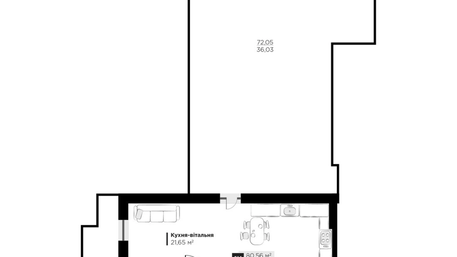 Продается 1-комнатная квартира 80.56 кв. м в Винниках, ул. Галицкая - фото 2